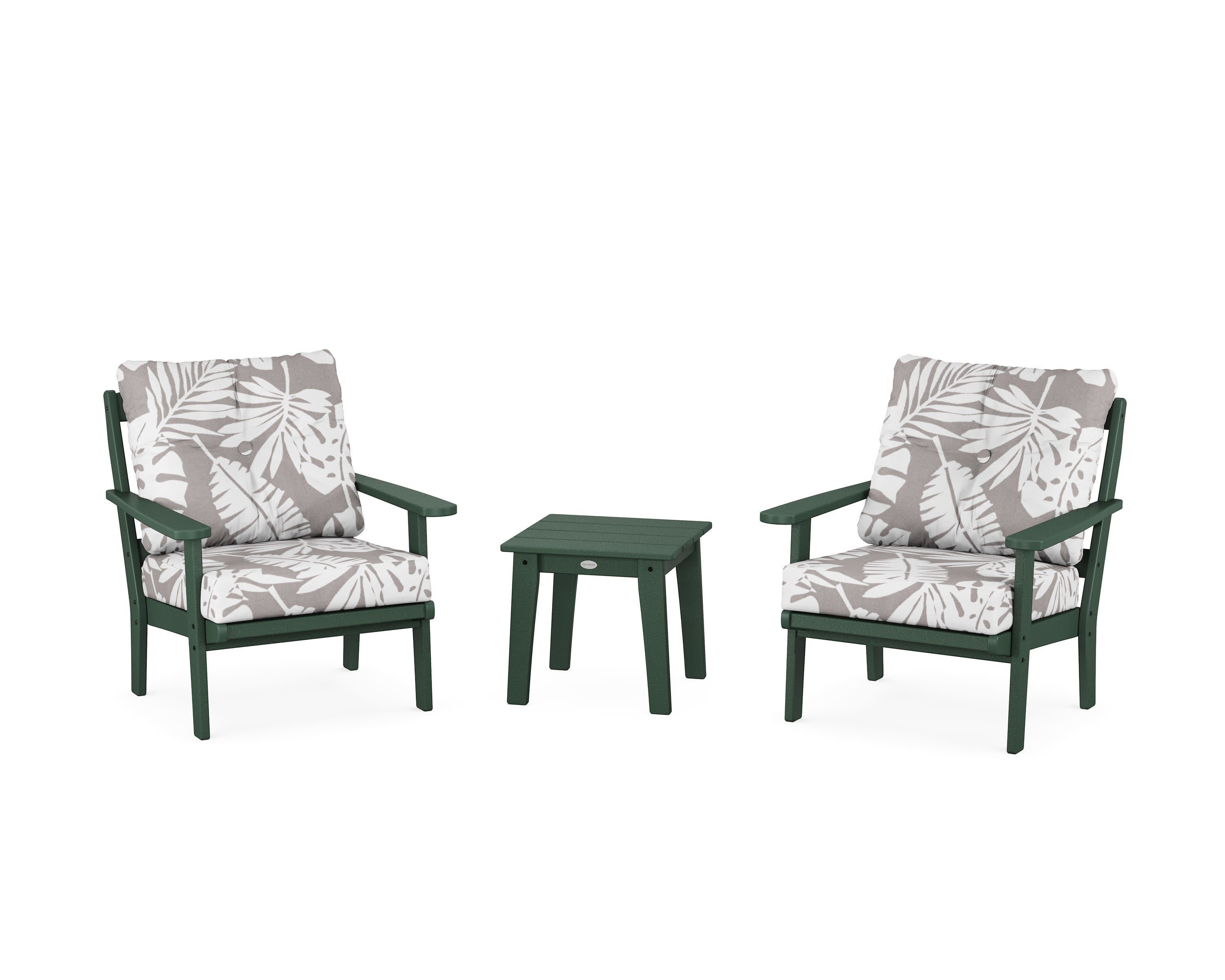 Mission 3-Piece Deep Seating Set in Green / Leaf Grey Mist