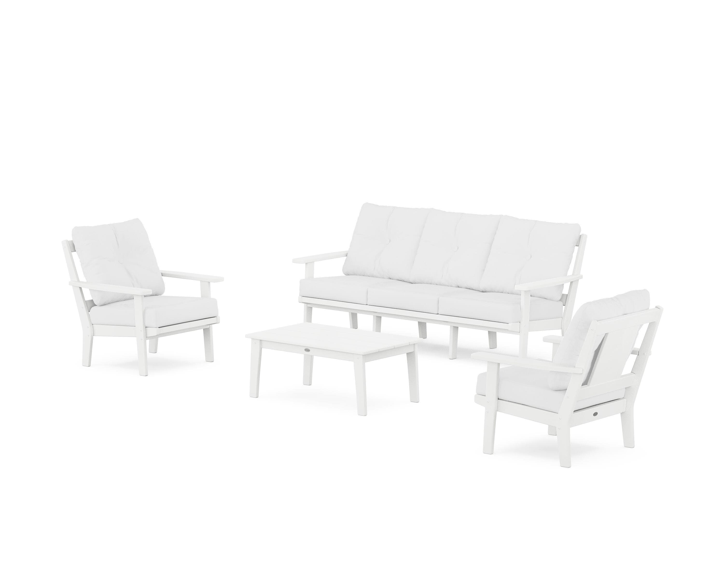 Prairie 4-Piece Deep Seating Set with Sofa in White / Natural
