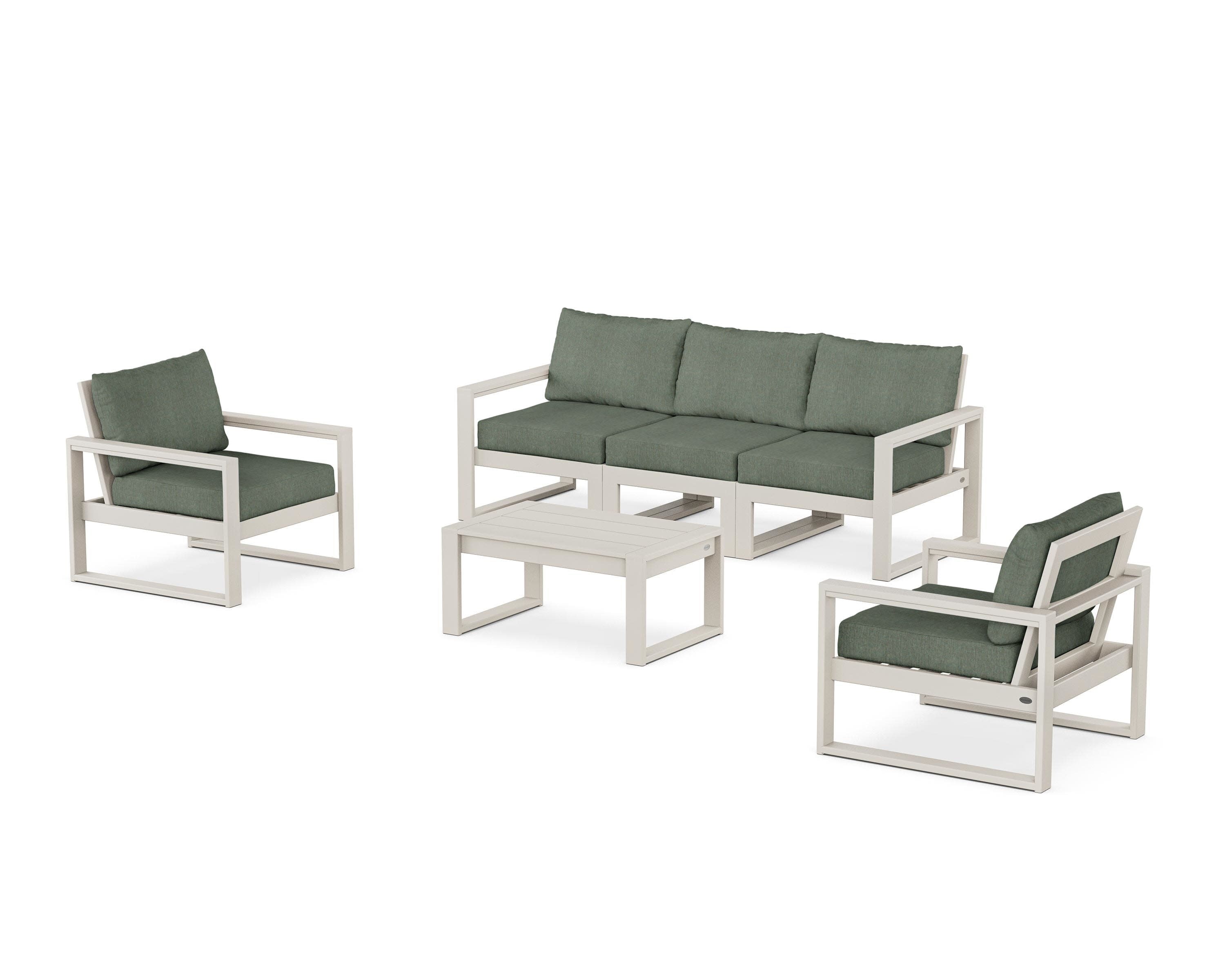 EDGE Sectional 4-Piece Deep Seating Set with Sofa in Sand / Cast Sage