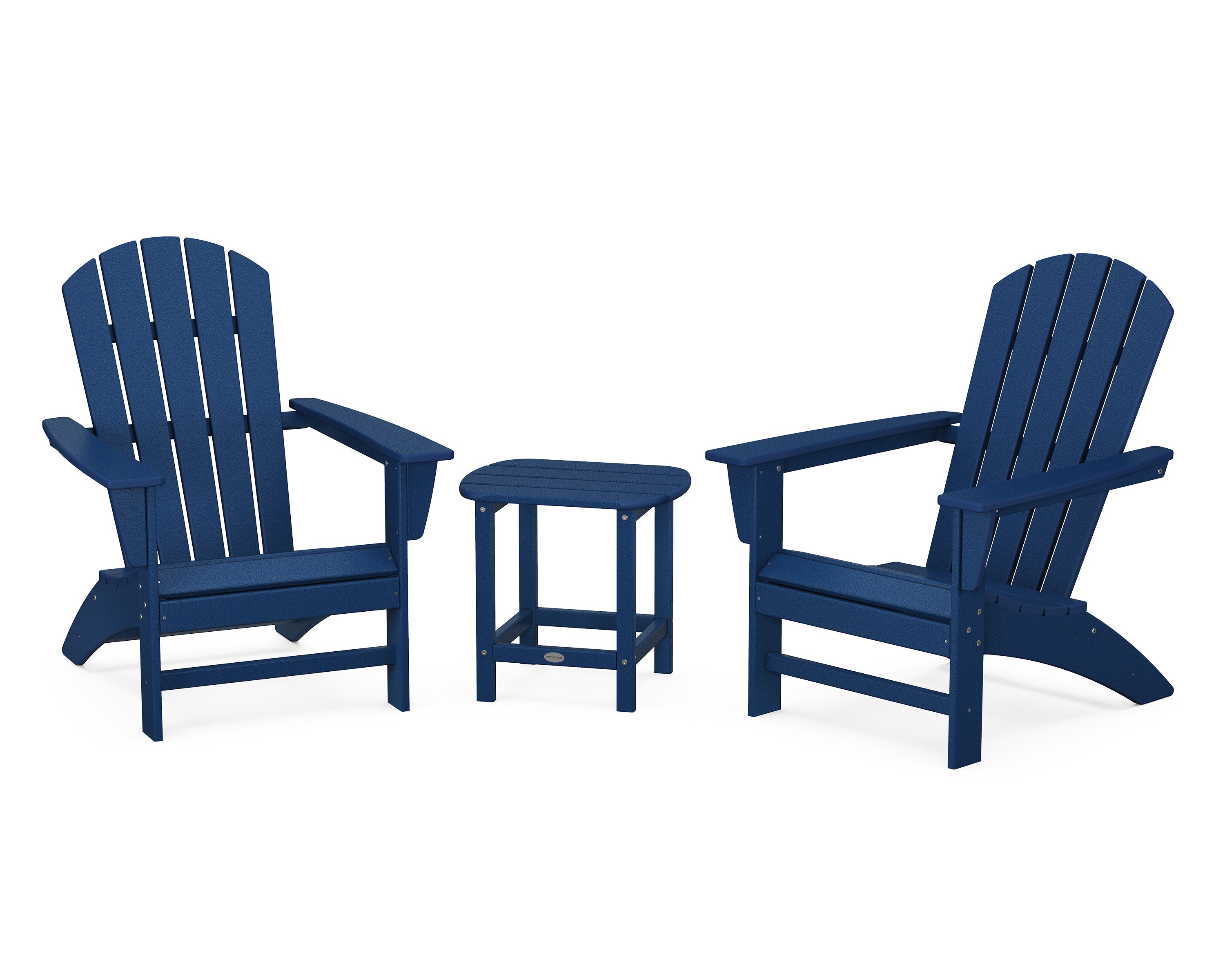Nautical 3-Piece Adirondack Set with South Beach 18" Side Table in Navy
