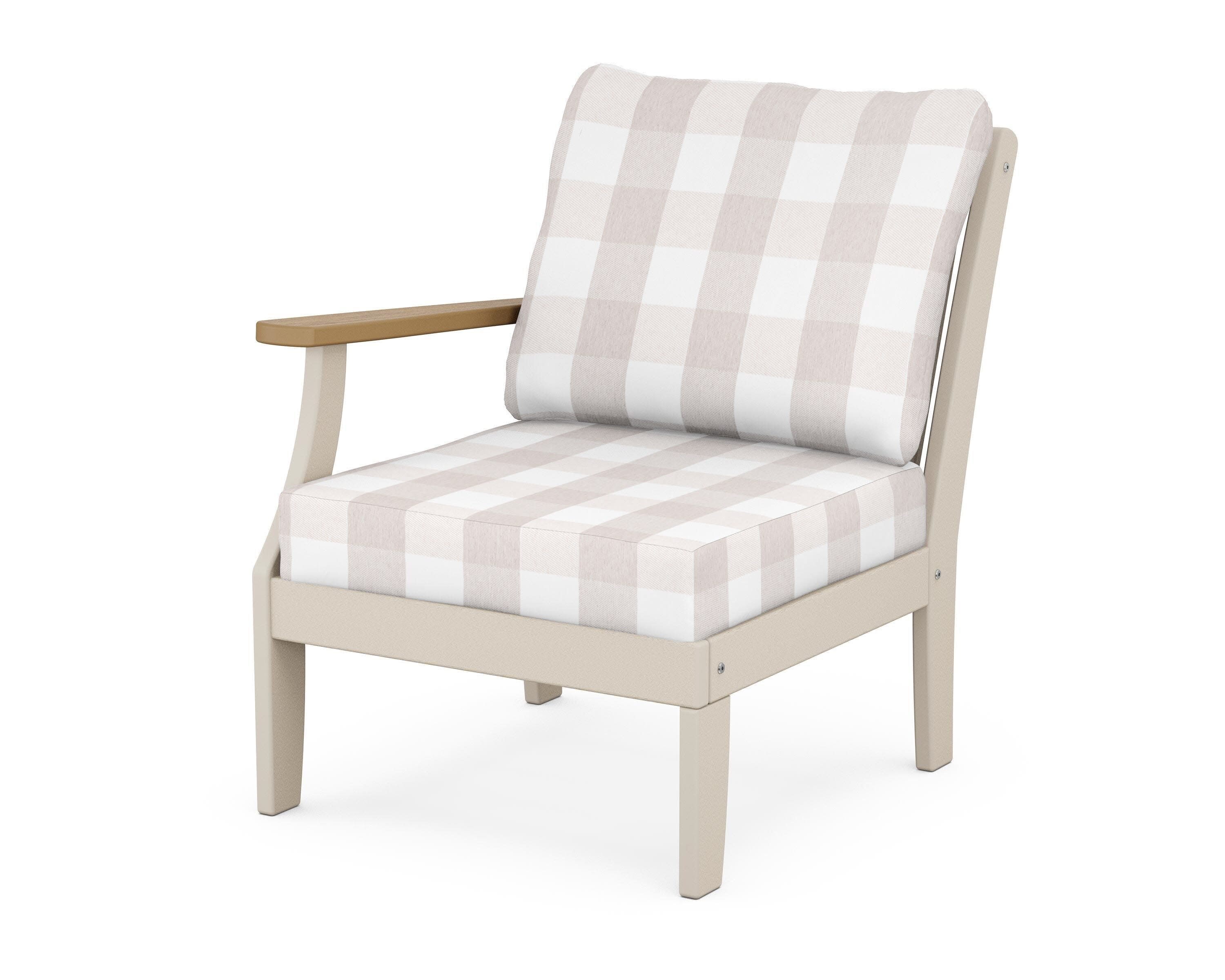 Braxton Modular Left Arm Chair in Sand / Natural / Buffalo Plaid Dune Burlap