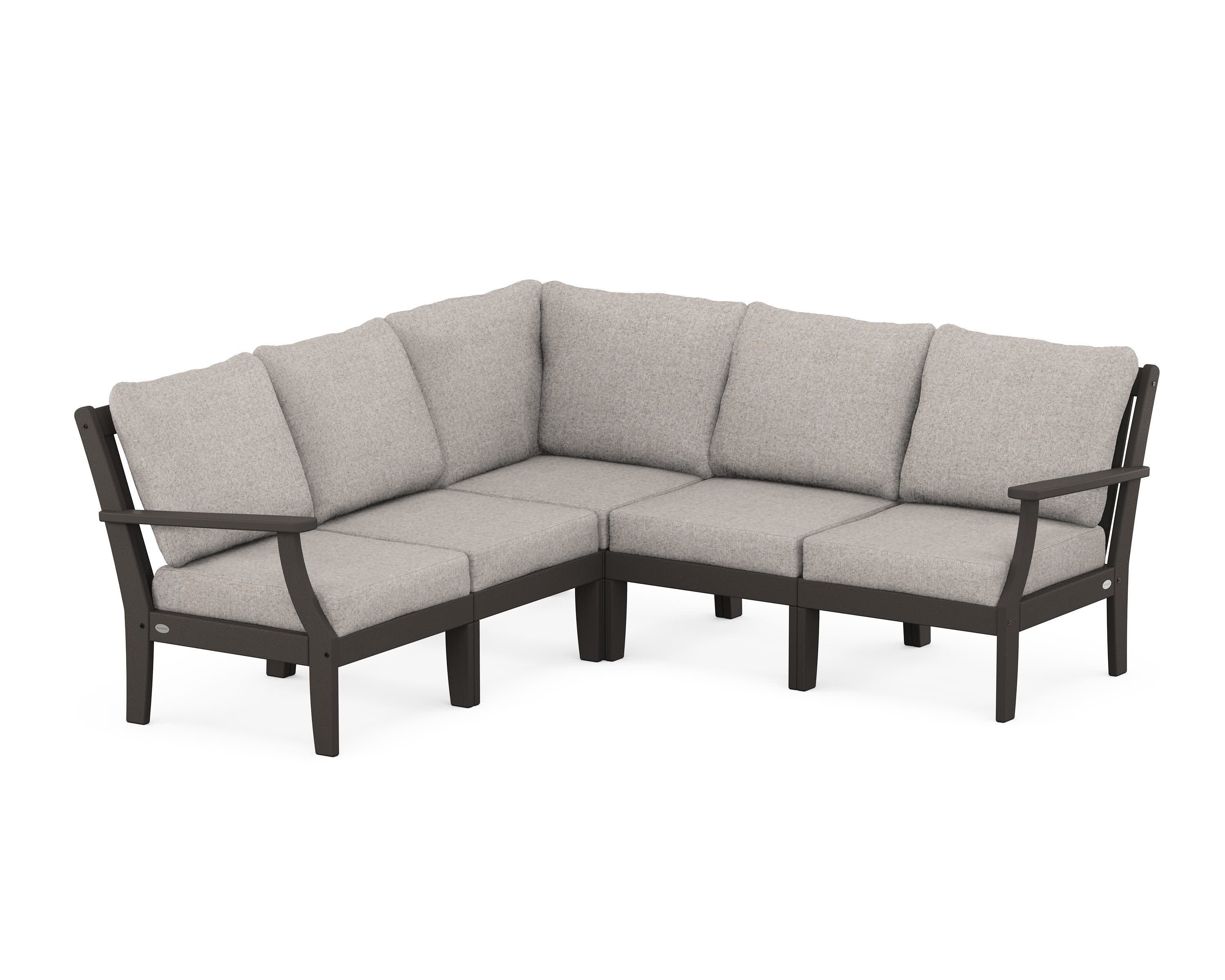Braxton Modular 5-Piece Deep Seating Set in Vintage Coffee / Weathered Tweed