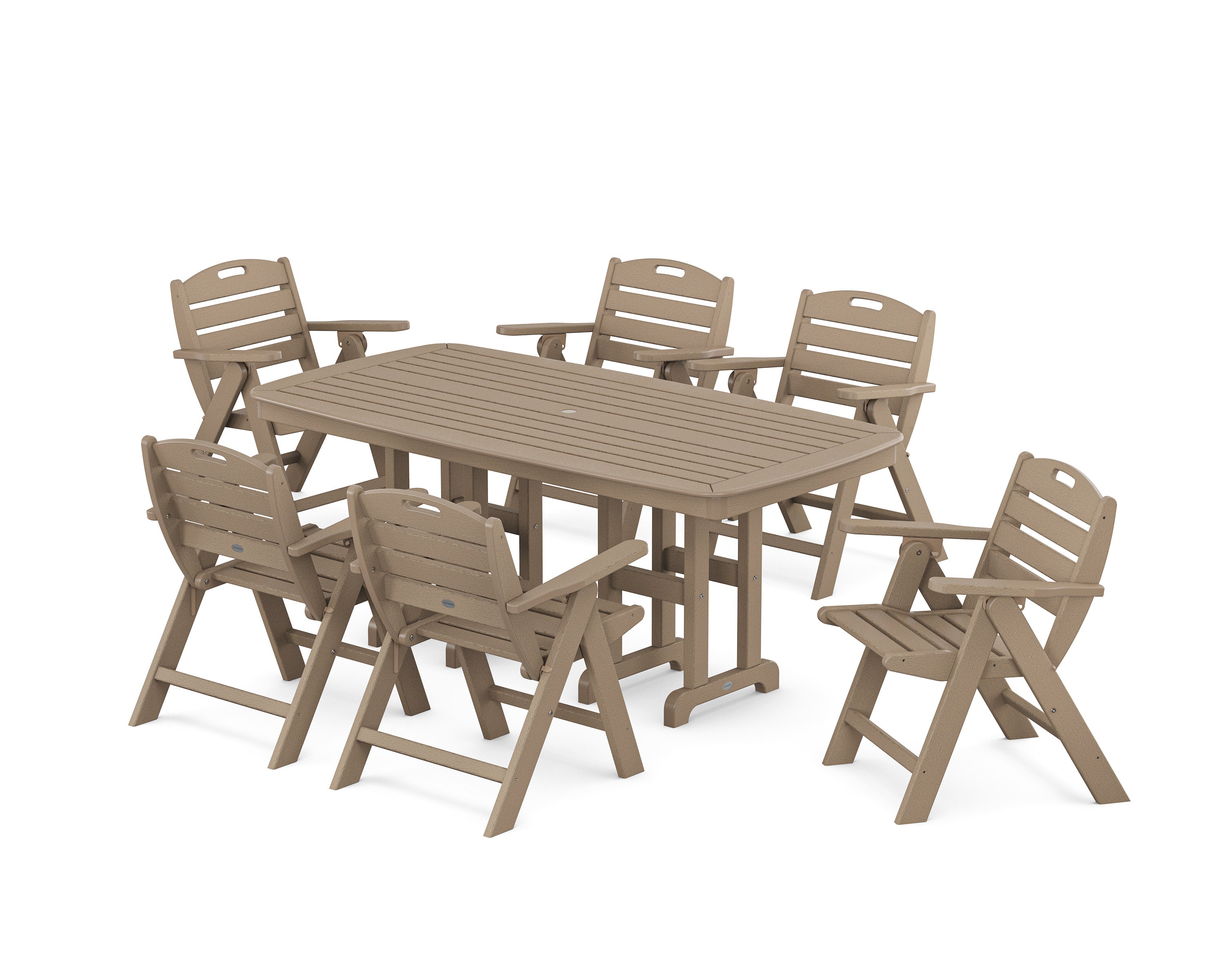 Nautical Lowback 7-Piece Dining Set in Vintage Sahara