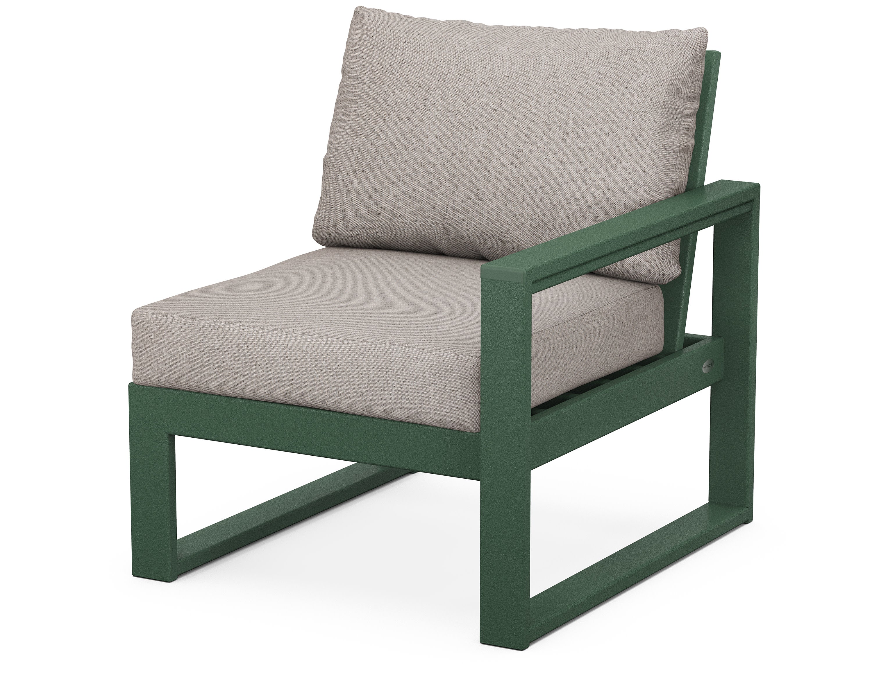 EDGE Modular Right Arm Chair in Green / Weathered Tweed