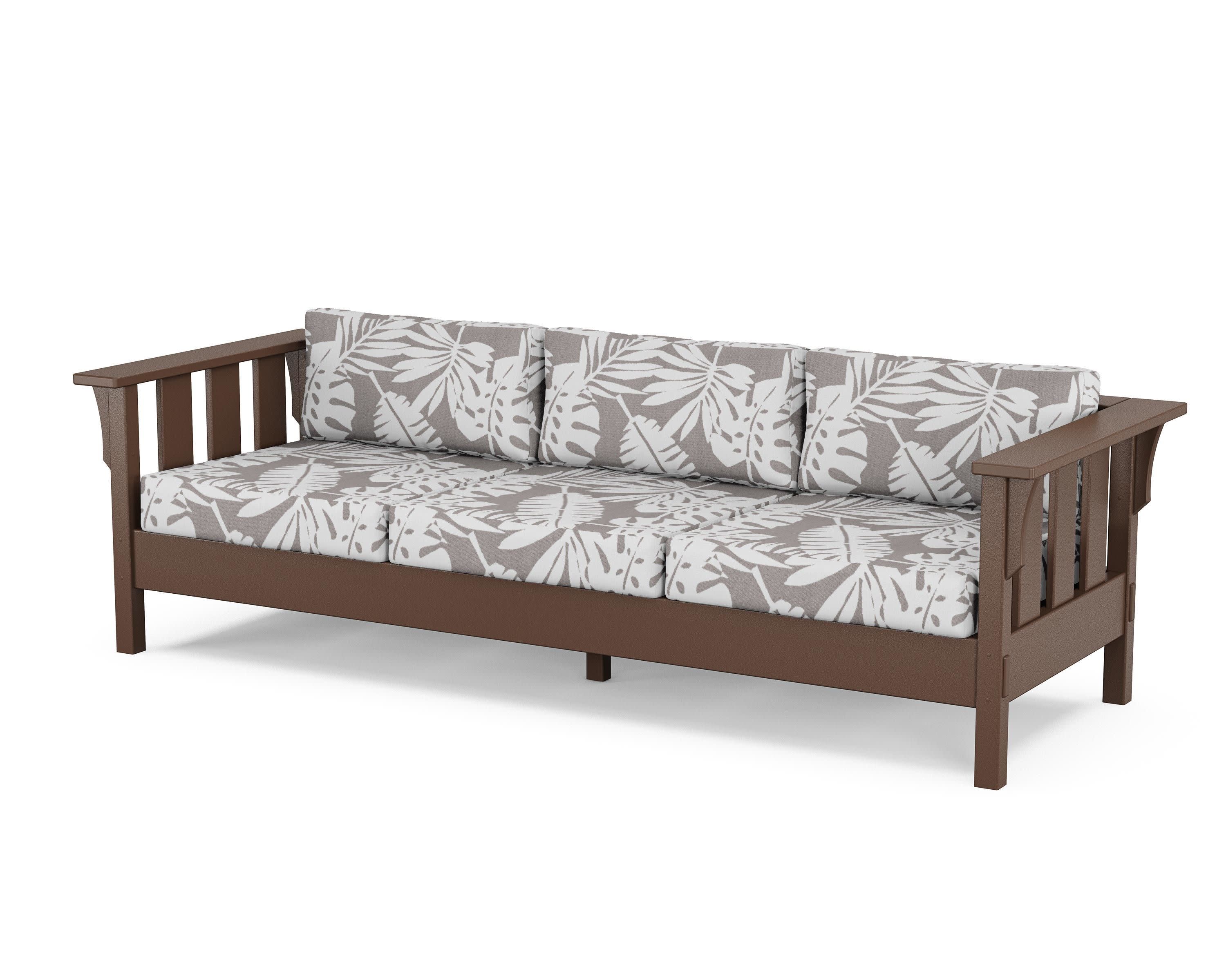 Acadia Deep Seating Sofa in Mahogany / Leaf Grey Mist