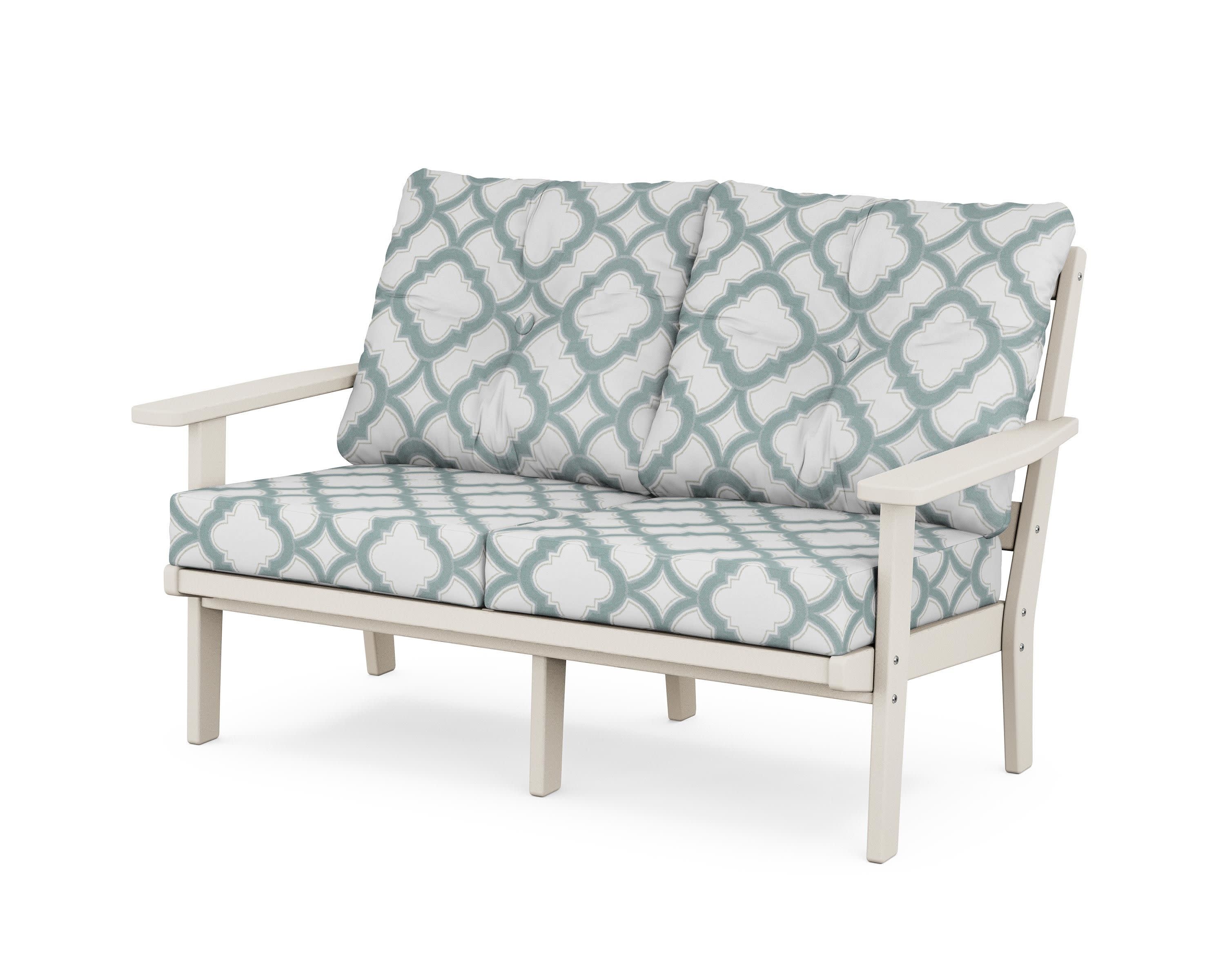 Prairie Deep SeatingLoveseat in Sand / Trellis Glacier Spa
