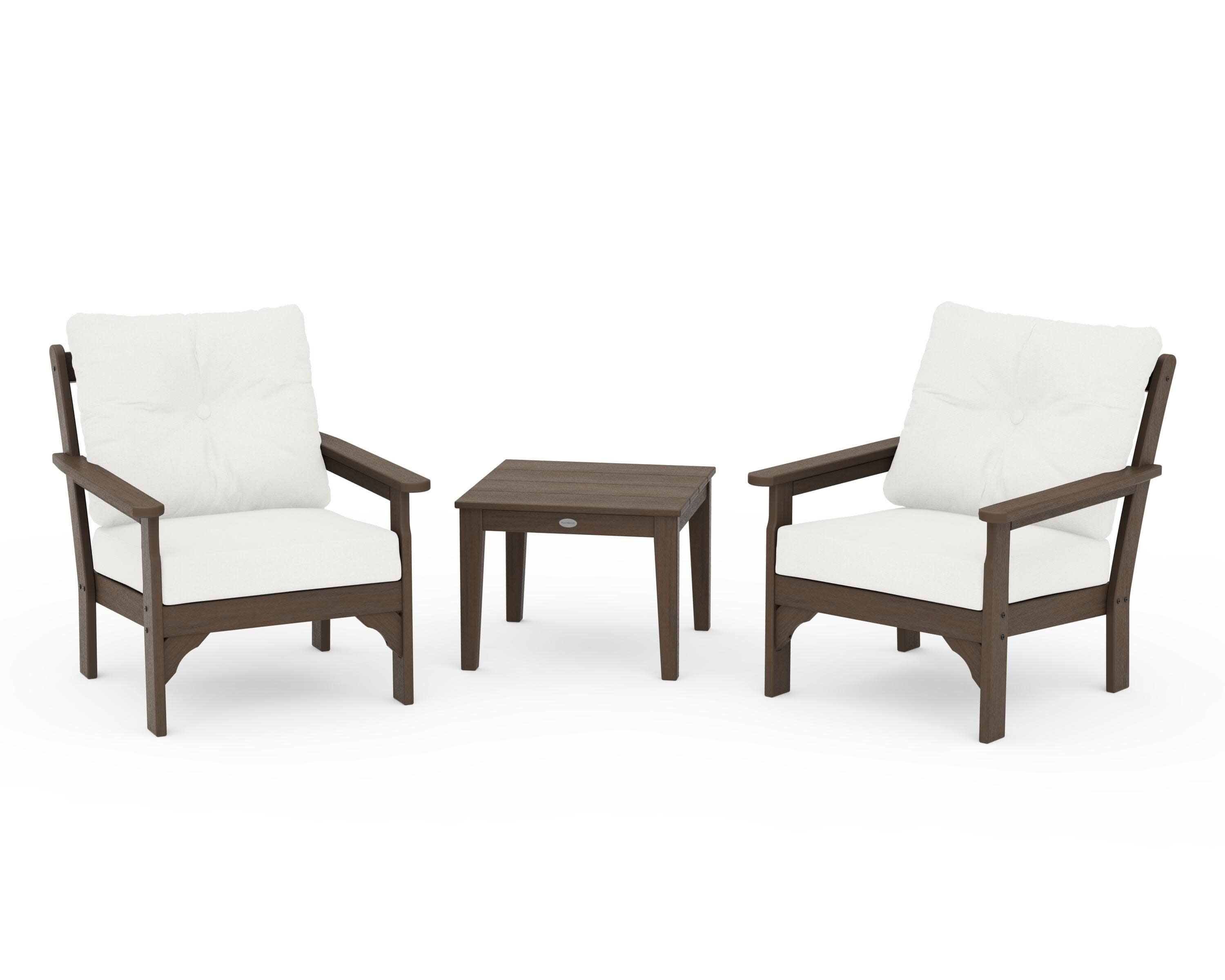 Vineyard 3-Piece Deep Seating Set in Kona / Natural Linen