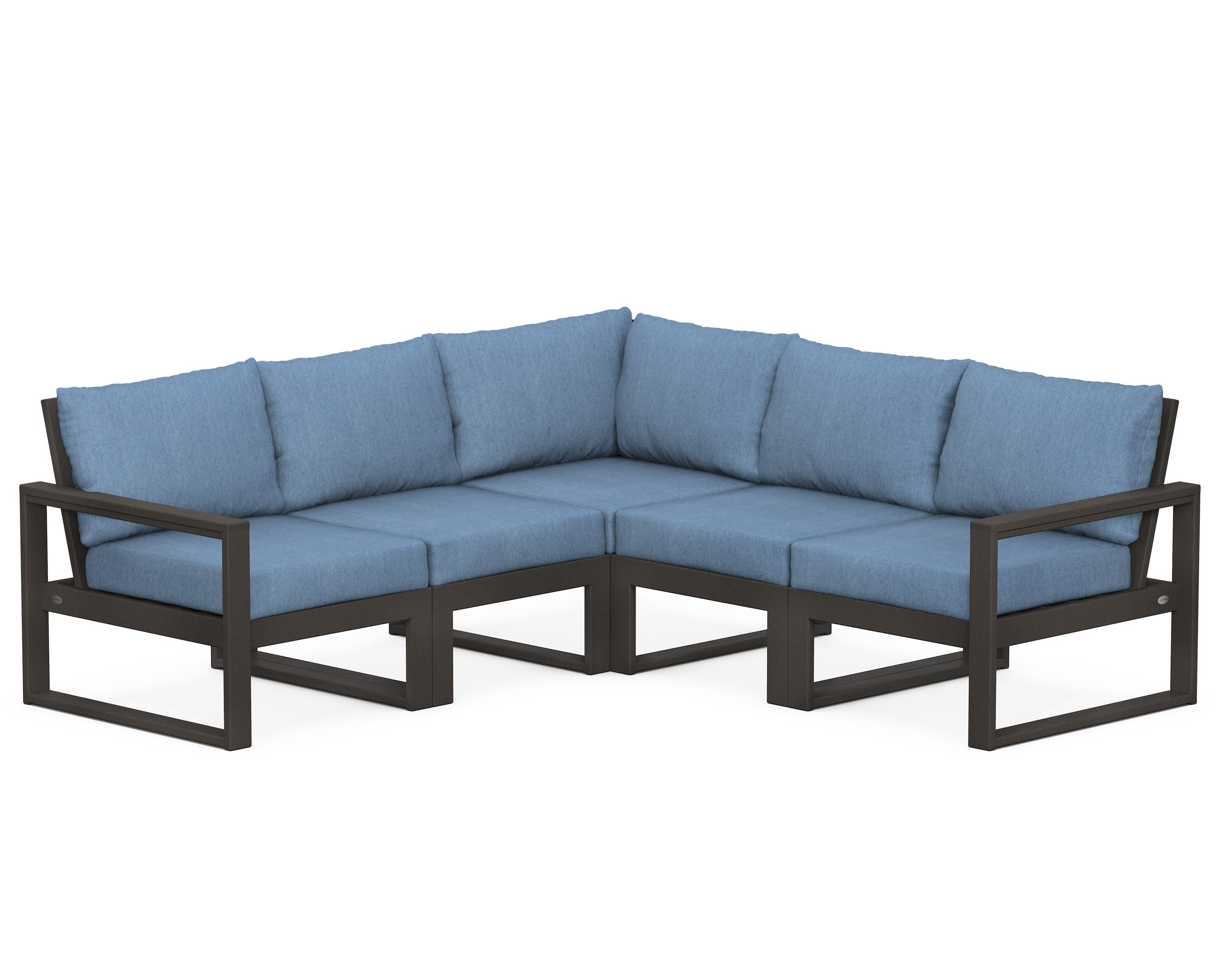 EDGE 5-Piece Modular Deep Seating Set in Vintage Coffee / Sky Blue