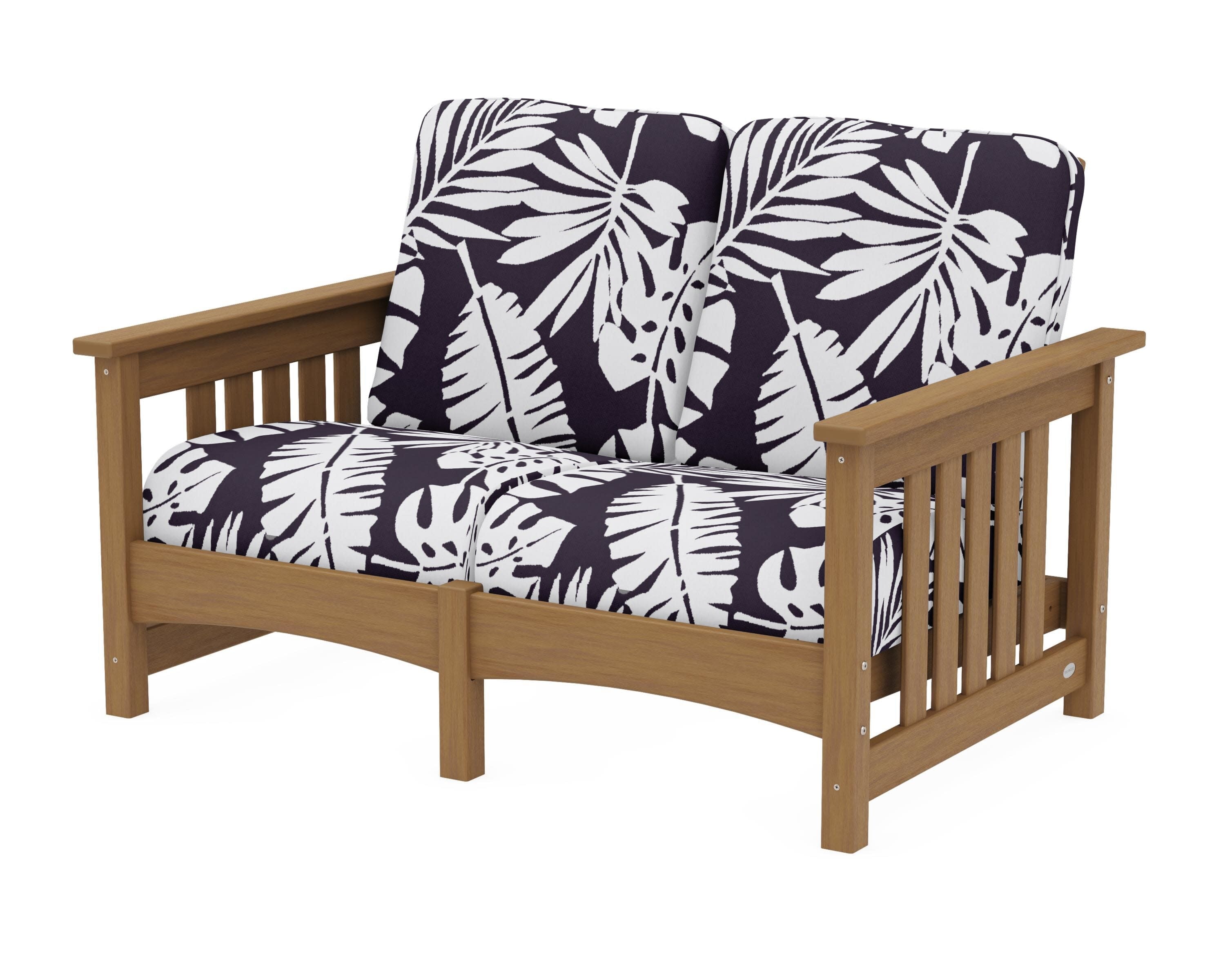 Club Mission Loveseat in Natural / Leaf Navy