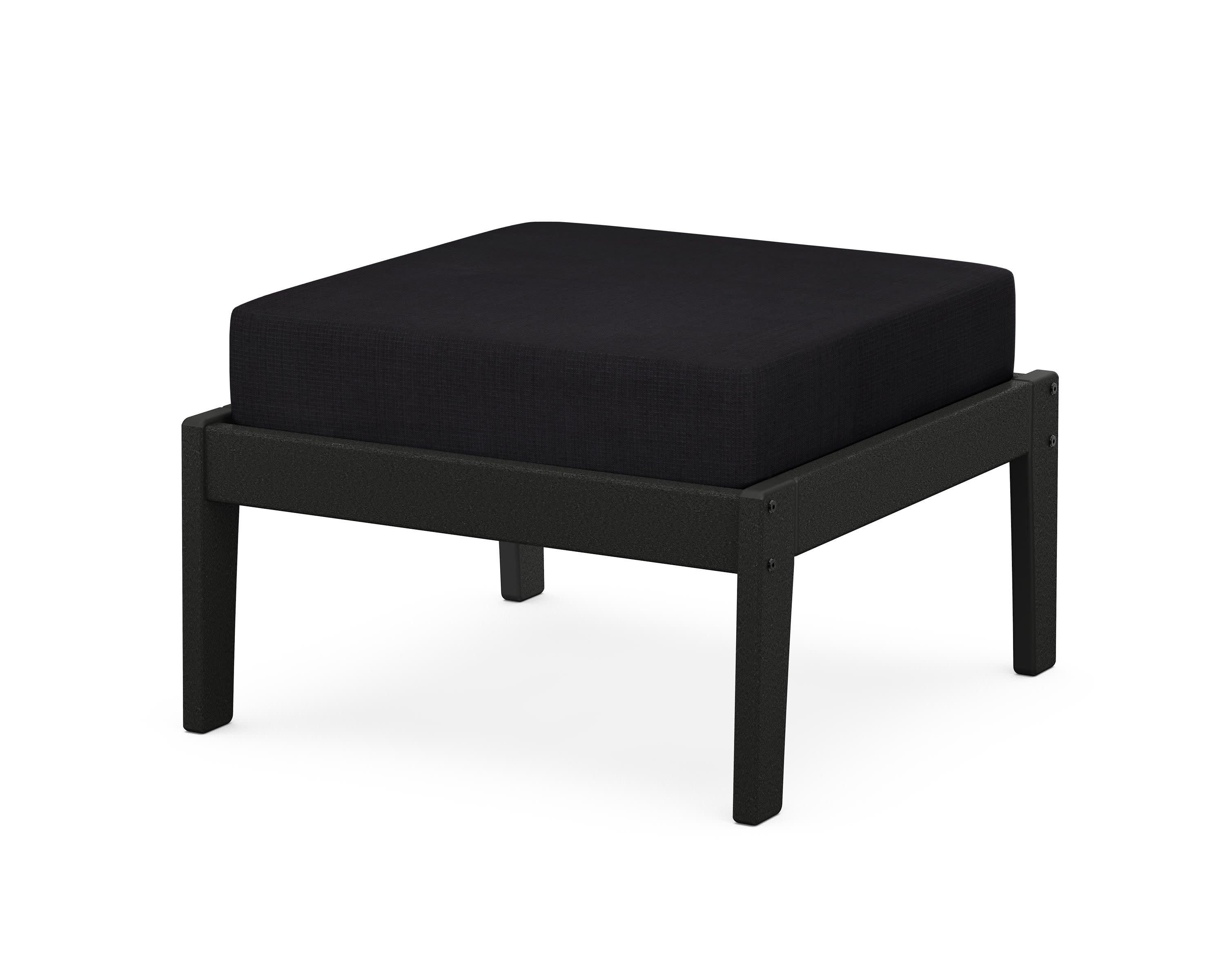 Deep Seating Ottoman in Black / Midnight Linen