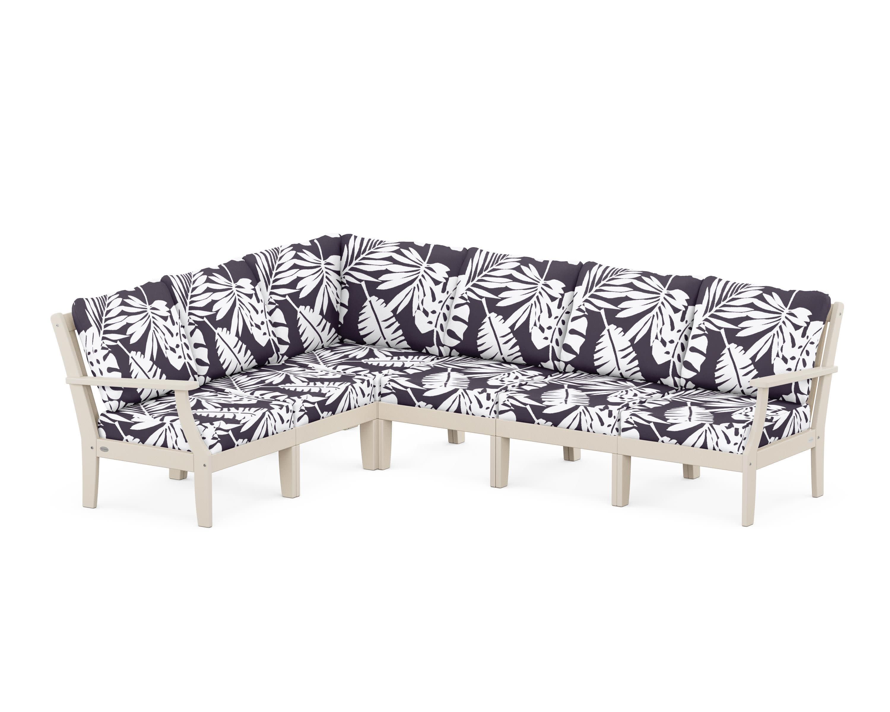 Braxton Modular 6-Piece Deep Seating Set in Sand / Leaf Navy