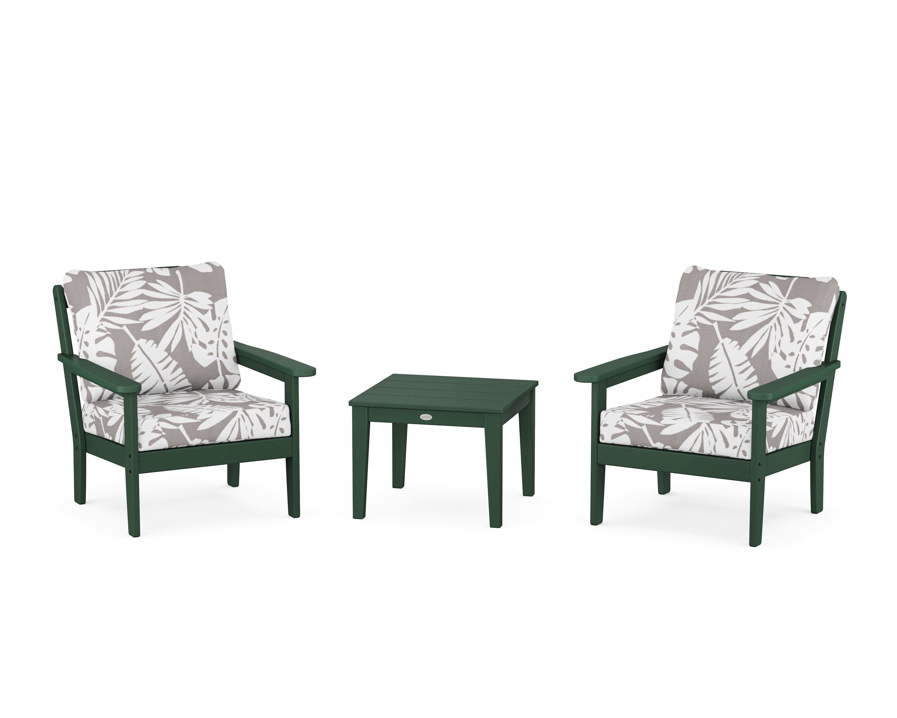 Cottage 3-Piece Deep Seating Set in Green / Leaf Grey Mist
