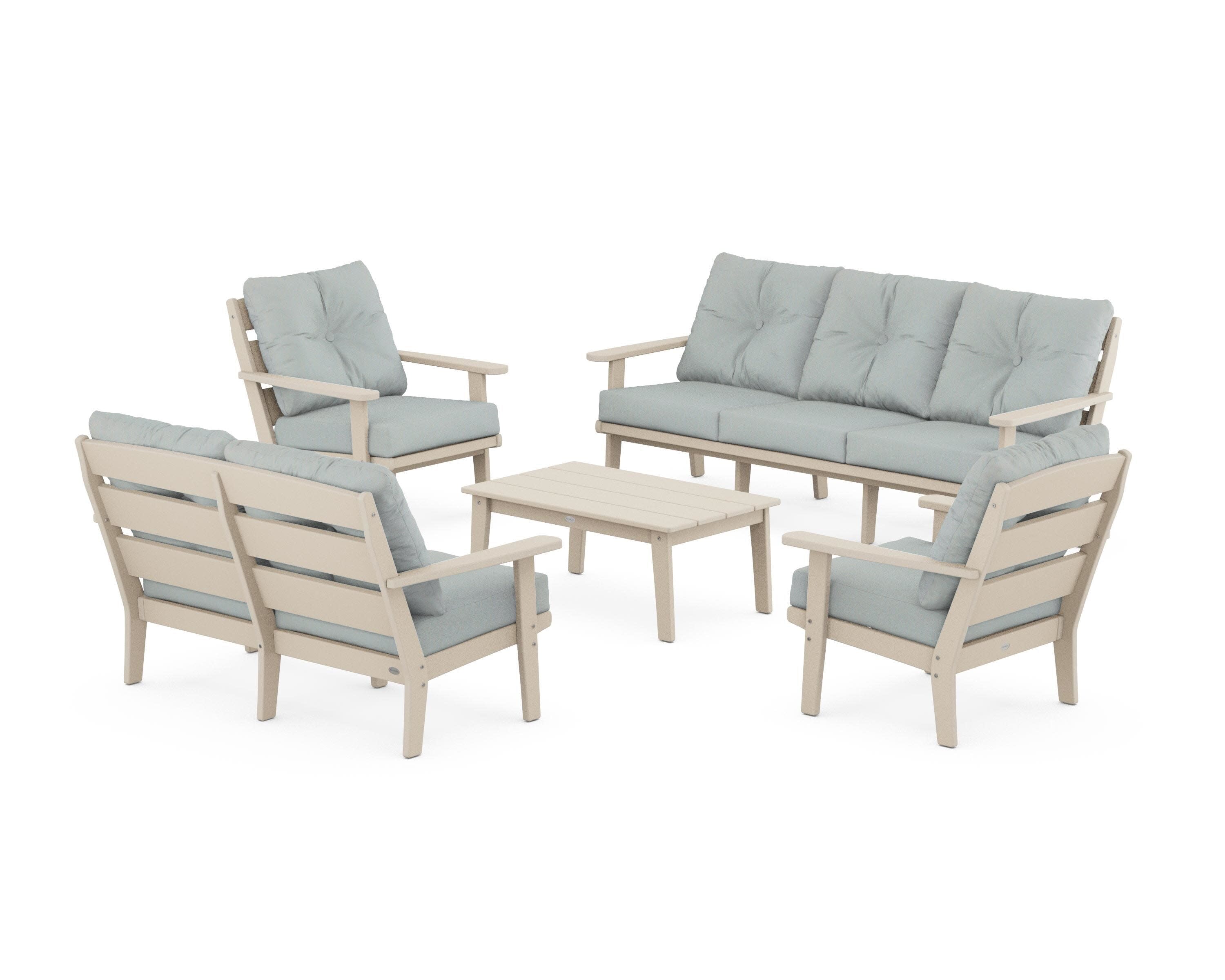 Lakeside 5-Piece Lounge Sofa Set in Sand / Spa