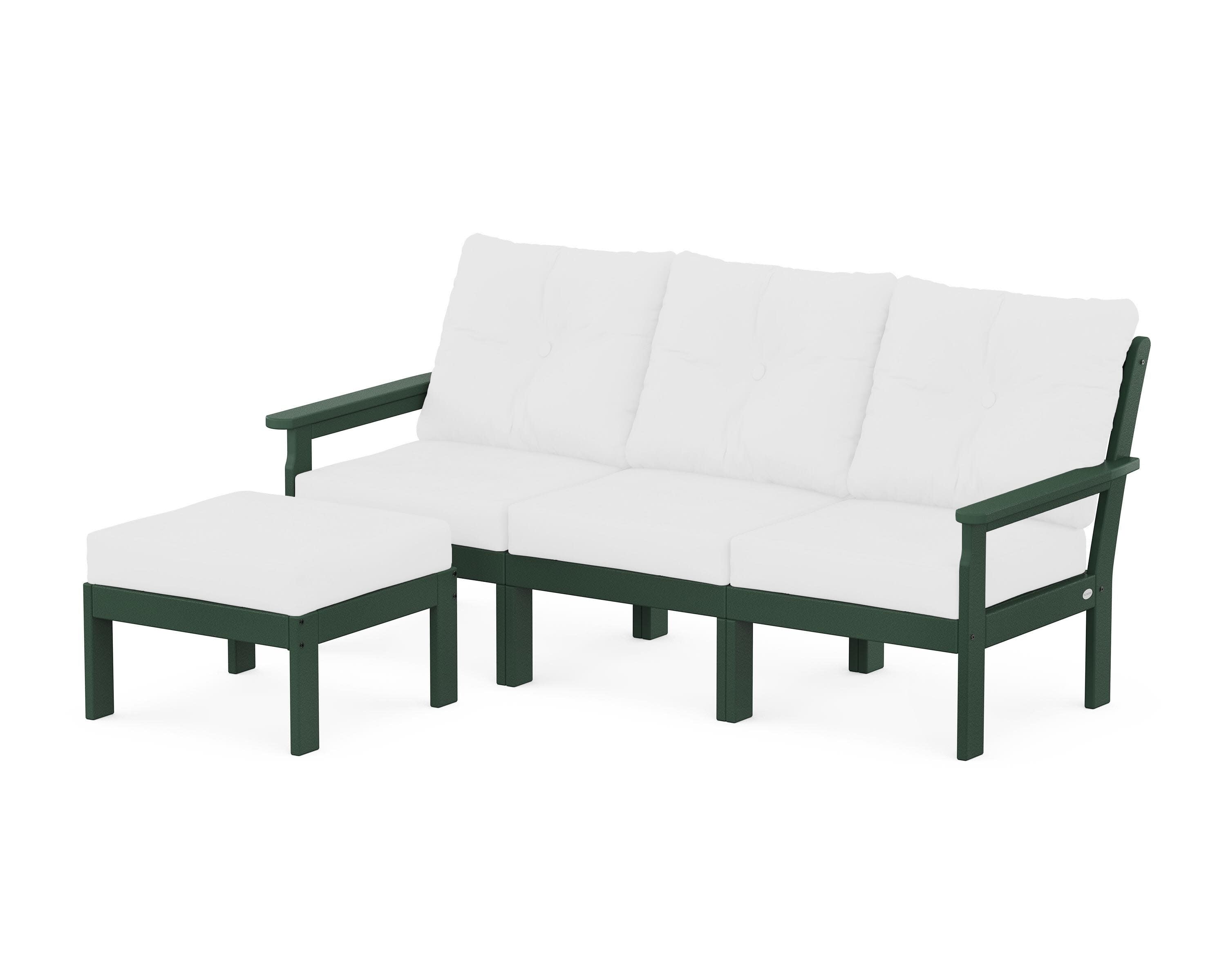 Vineyard 4-Piece Sectional with Ottoman in Green / Natural