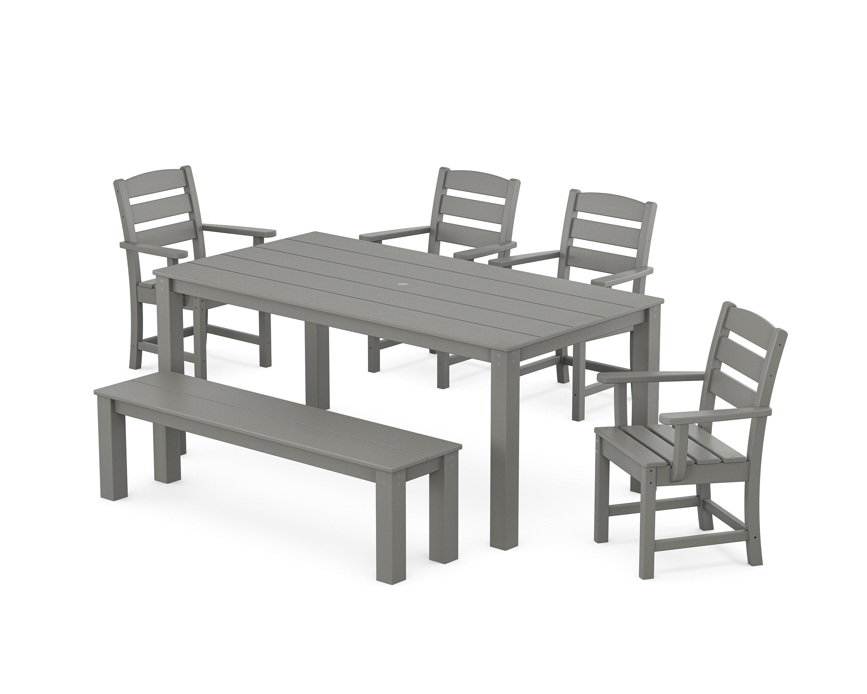 Lakeside 6-Piece Parsons Dining Set with Bench in Slate Grey