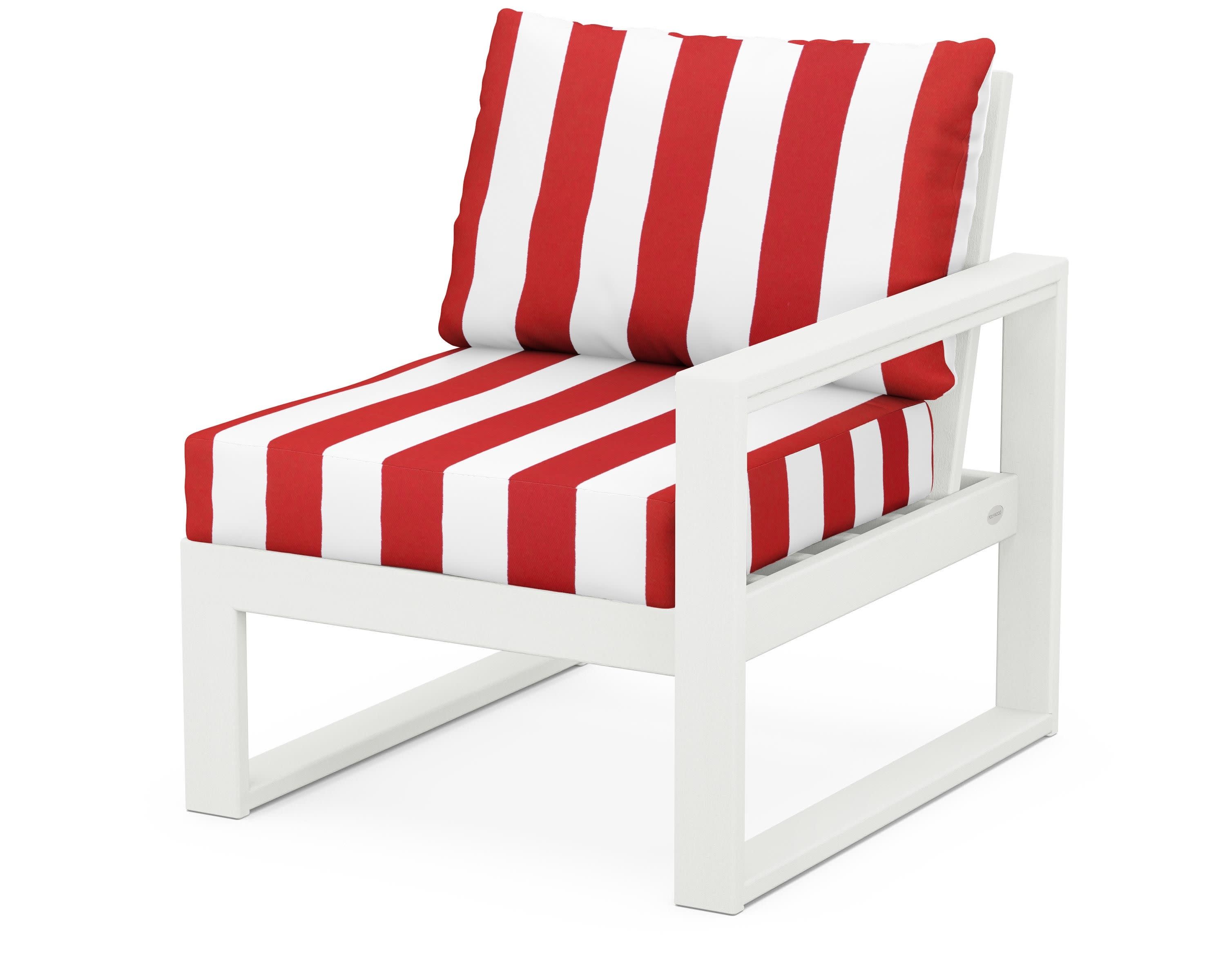 EDGE Modular Right Arm Chair in Vintage White / Cabana Stripe Crimson