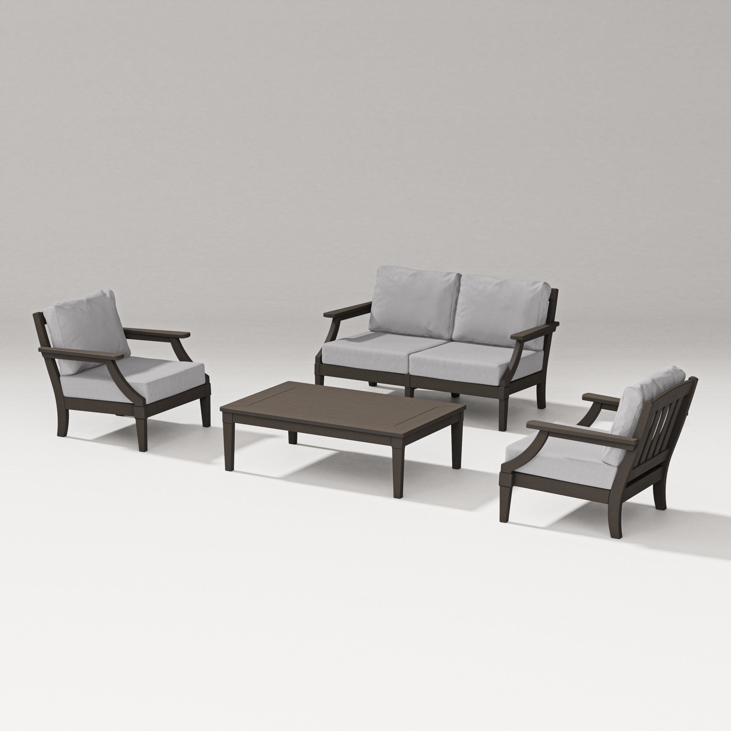 Estate Lounge 4-Piece Loveseat Set in Vintage Coffee / Granite