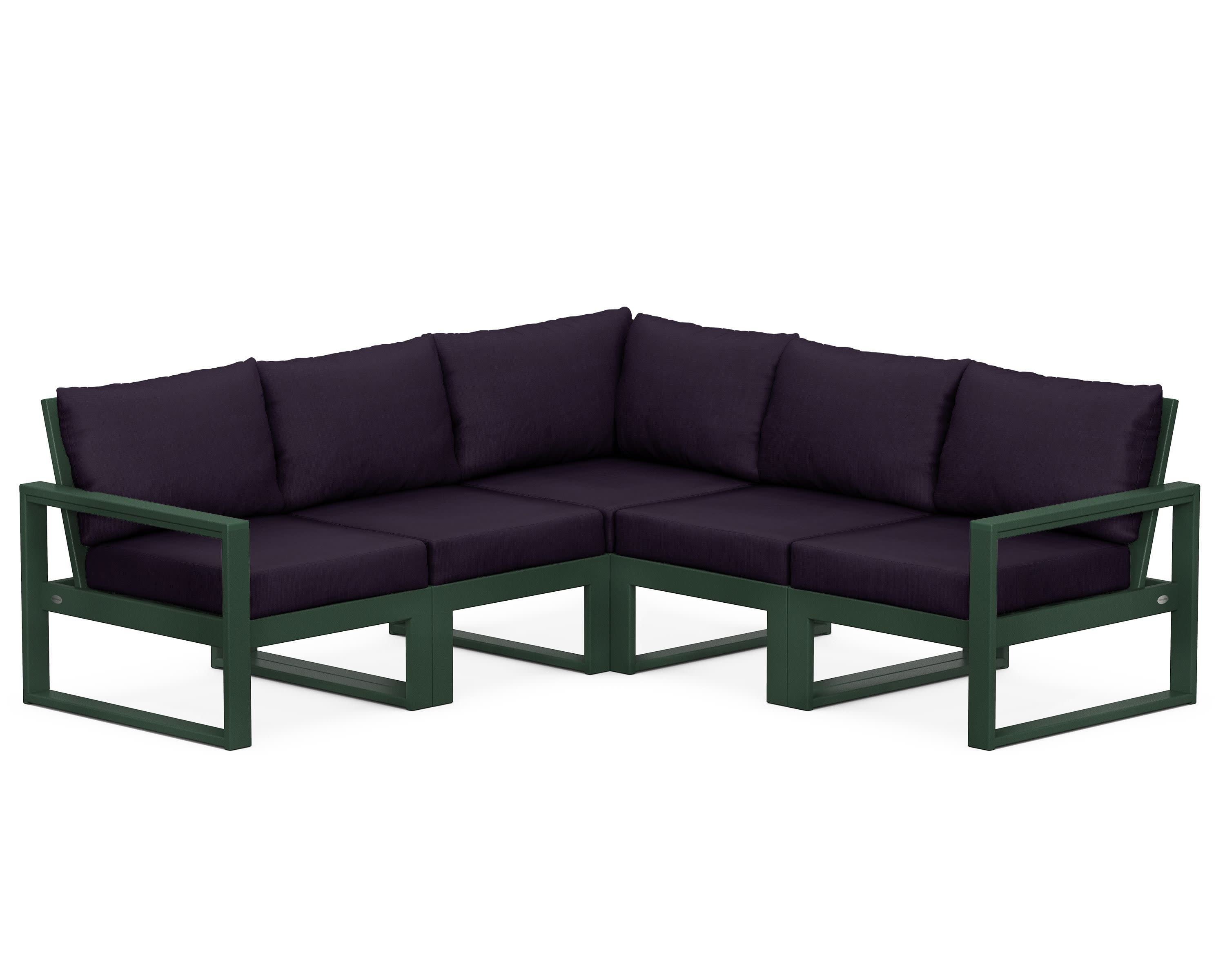 EDGE 5-Piece Modular Deep Seating Set in Green / Navy Linen