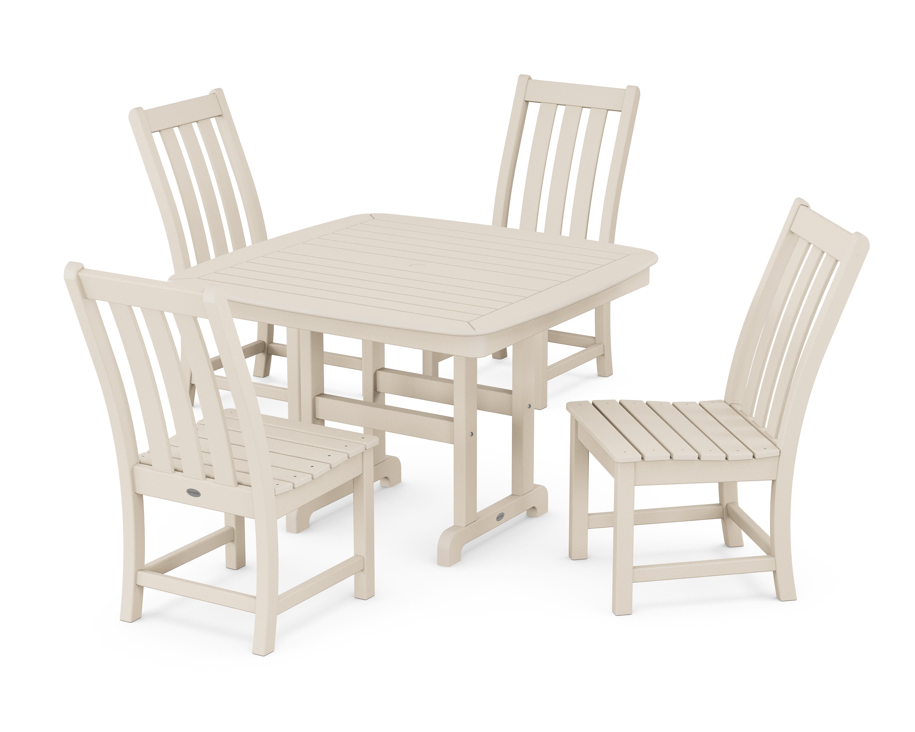 Vineyard Side Chair 5-Piece Dining Set with Trestle Legs in Sand