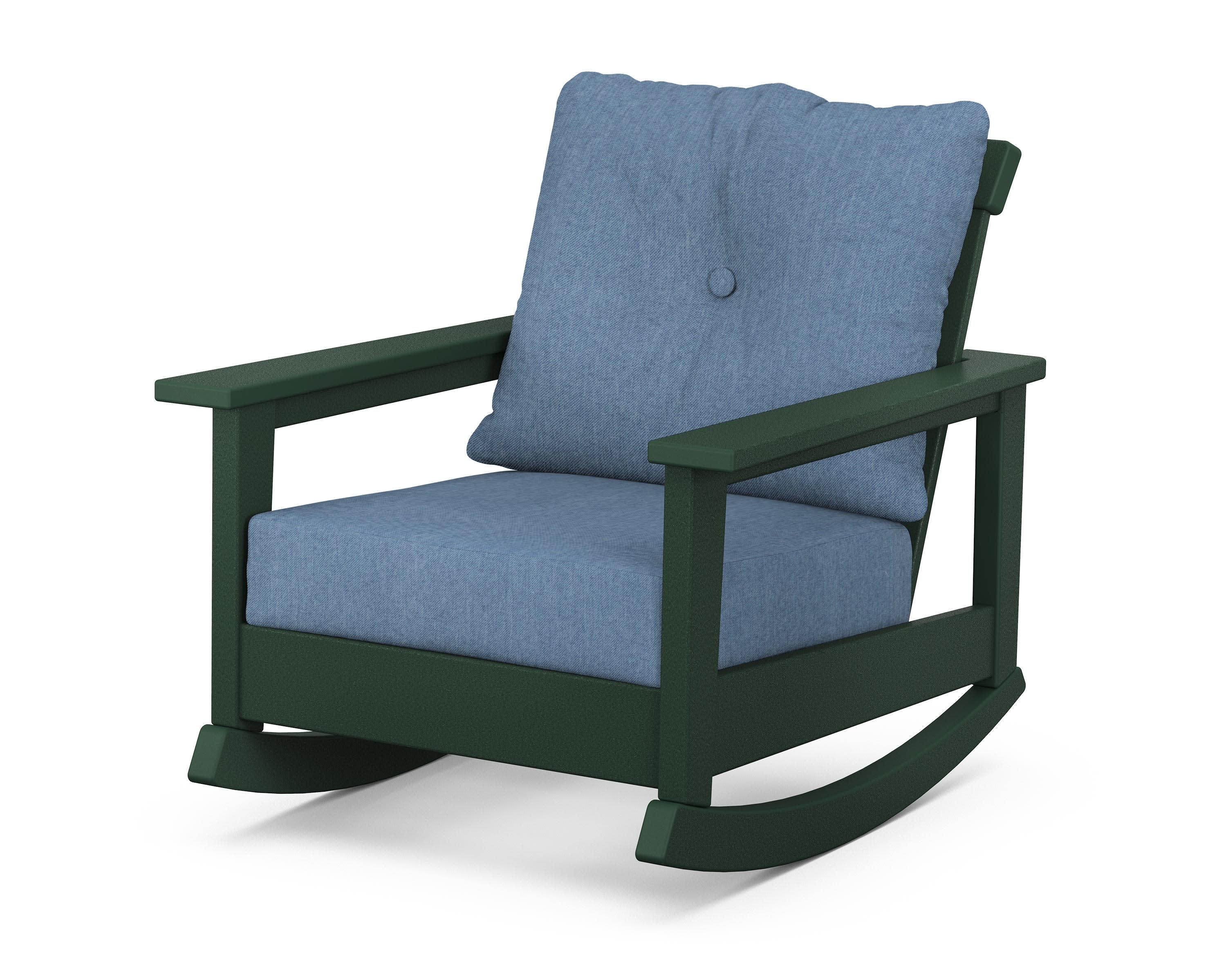 Prescott Deep Seating Rocking Chair in Green / Sky Blue