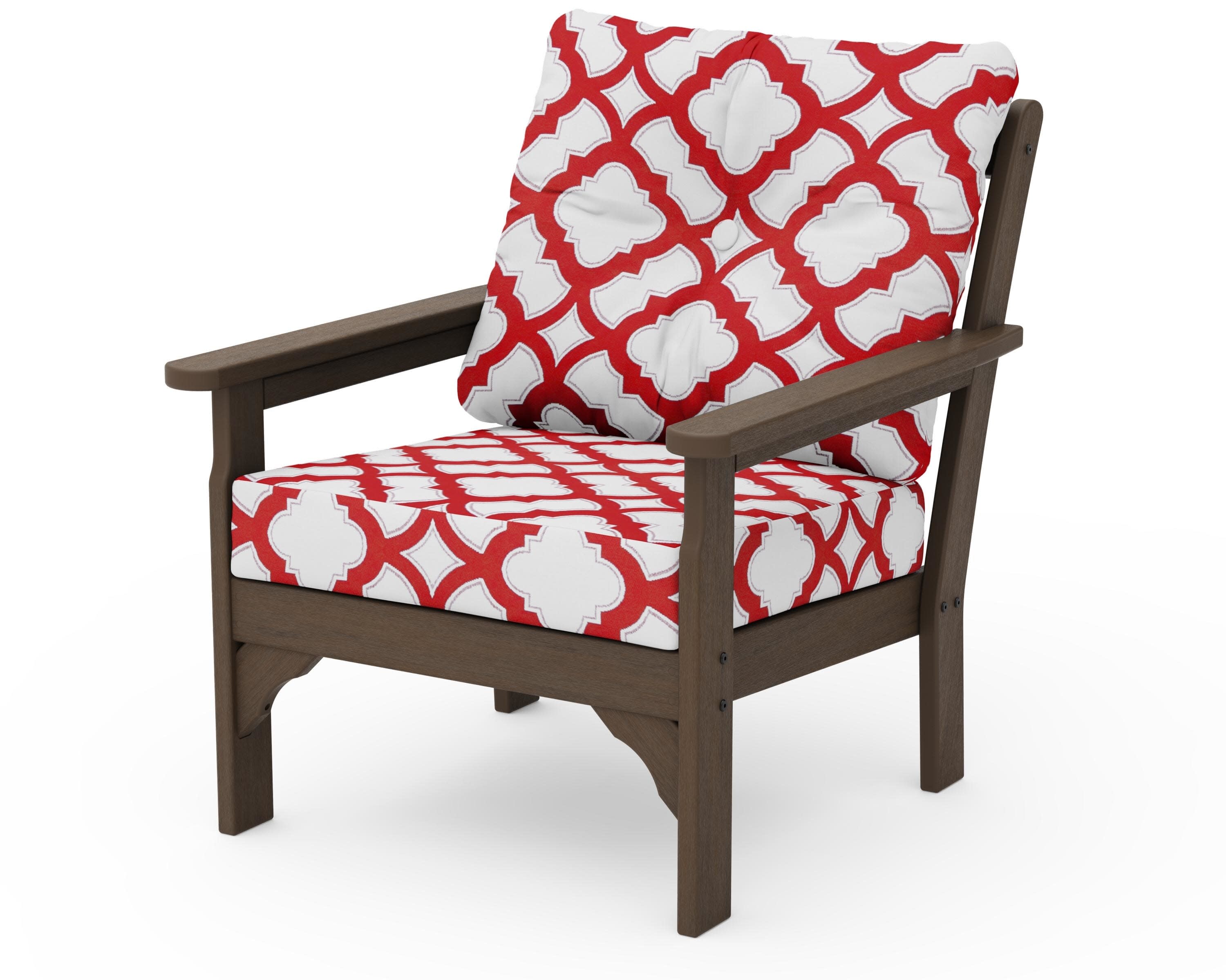 Vineyard Deep Seating Chair in Kona / Trellis Crimson