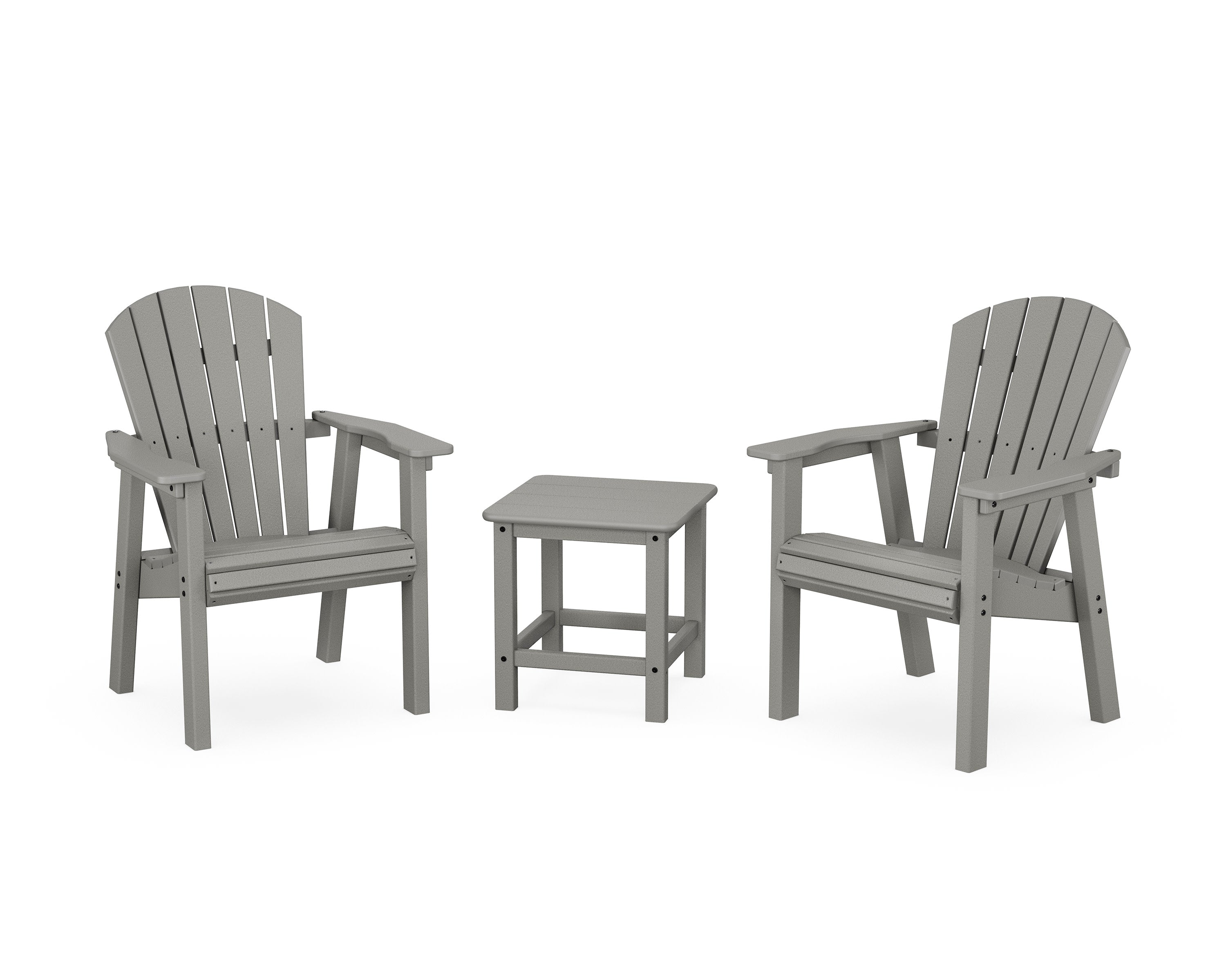 Seashell 3-Piece Upright Adirondack Chair Set in Slate Grey