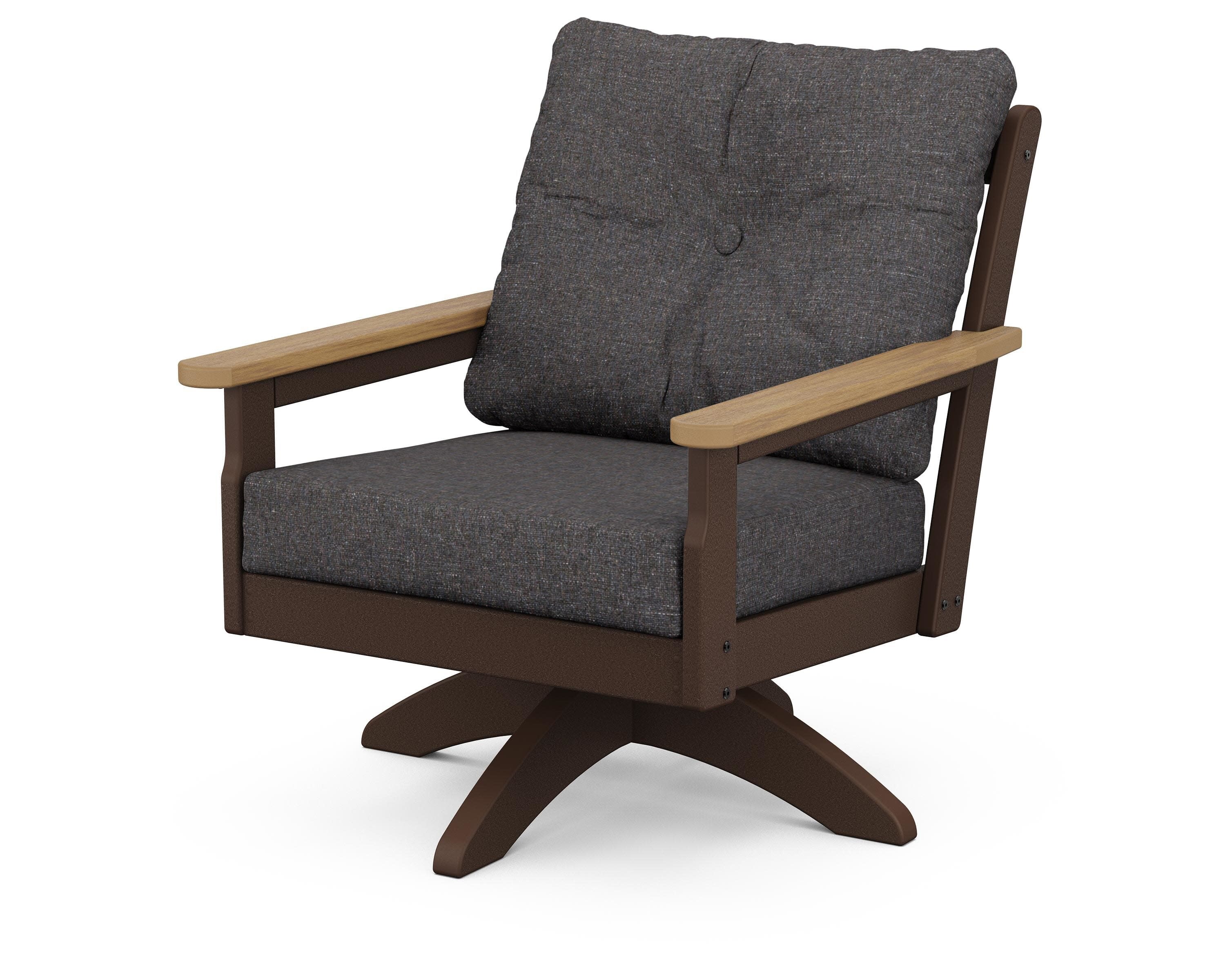 Vineyard Deep Seating Swivel Chair in Mahogany / Natural / Ash Charcoal