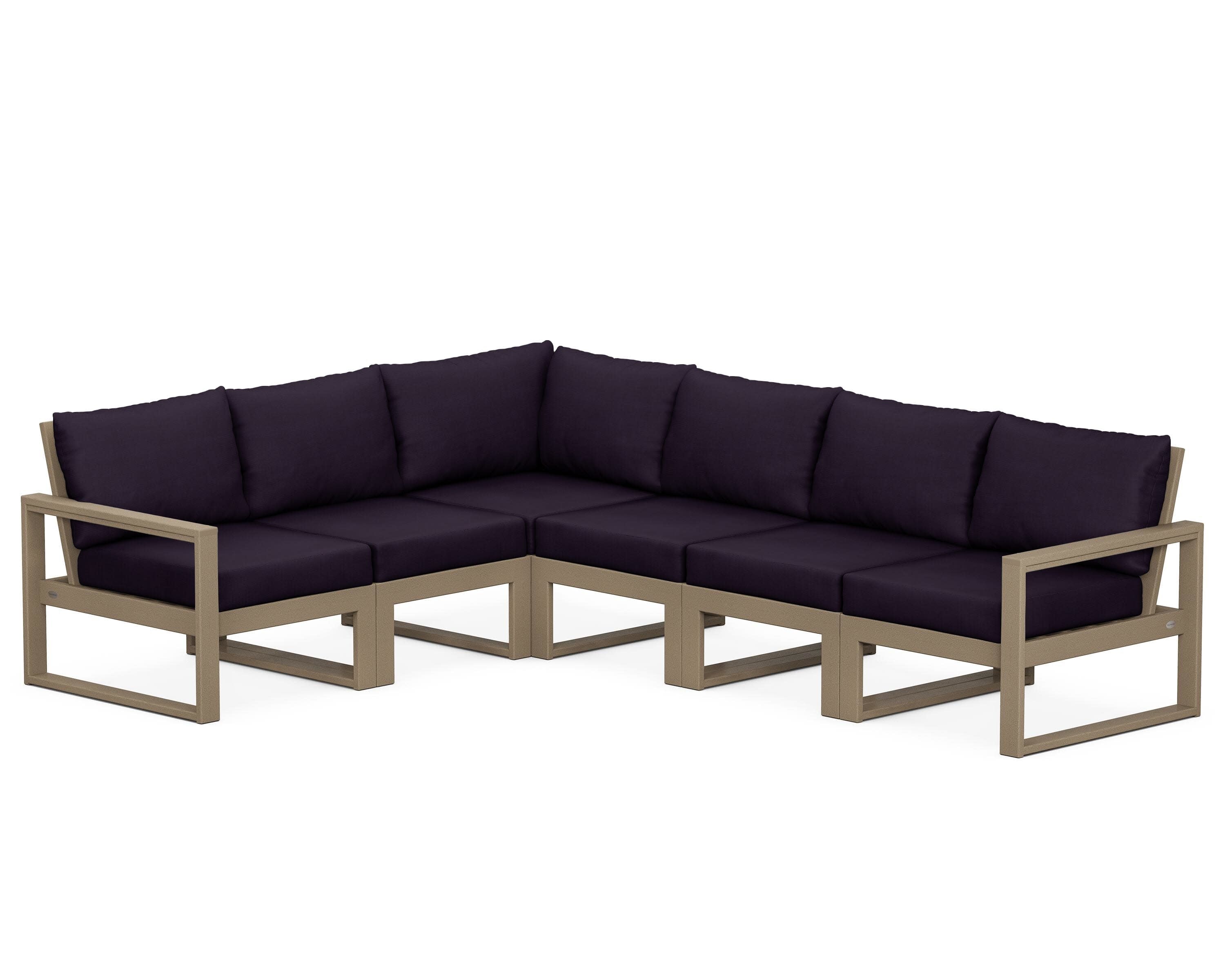 EDGE 6-Piece Modular Deep Seating Set in Vintage Sahara / Navy Linen