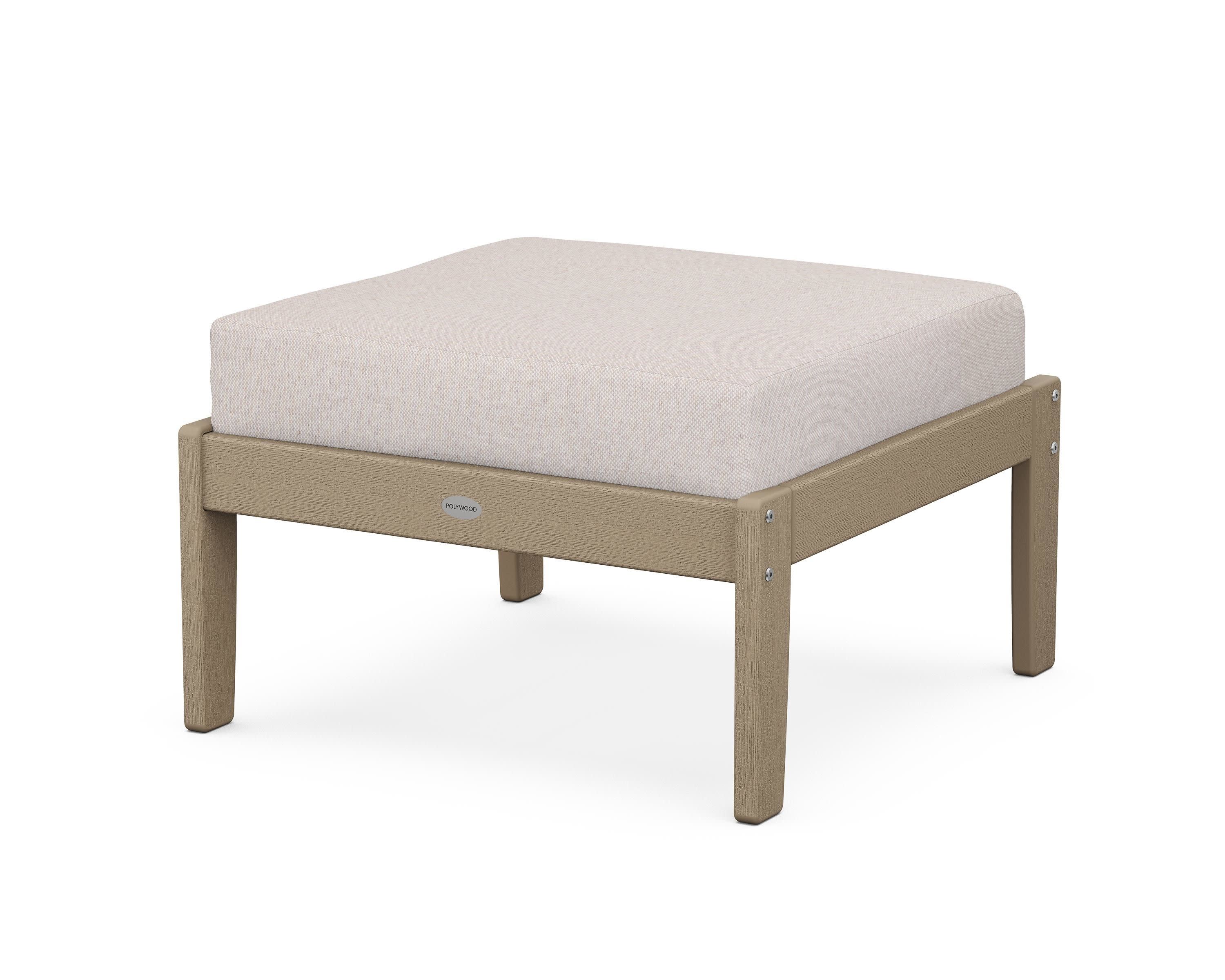Braxton Deep Seating Ottoman in Vintage Sahara / Dune Burlap