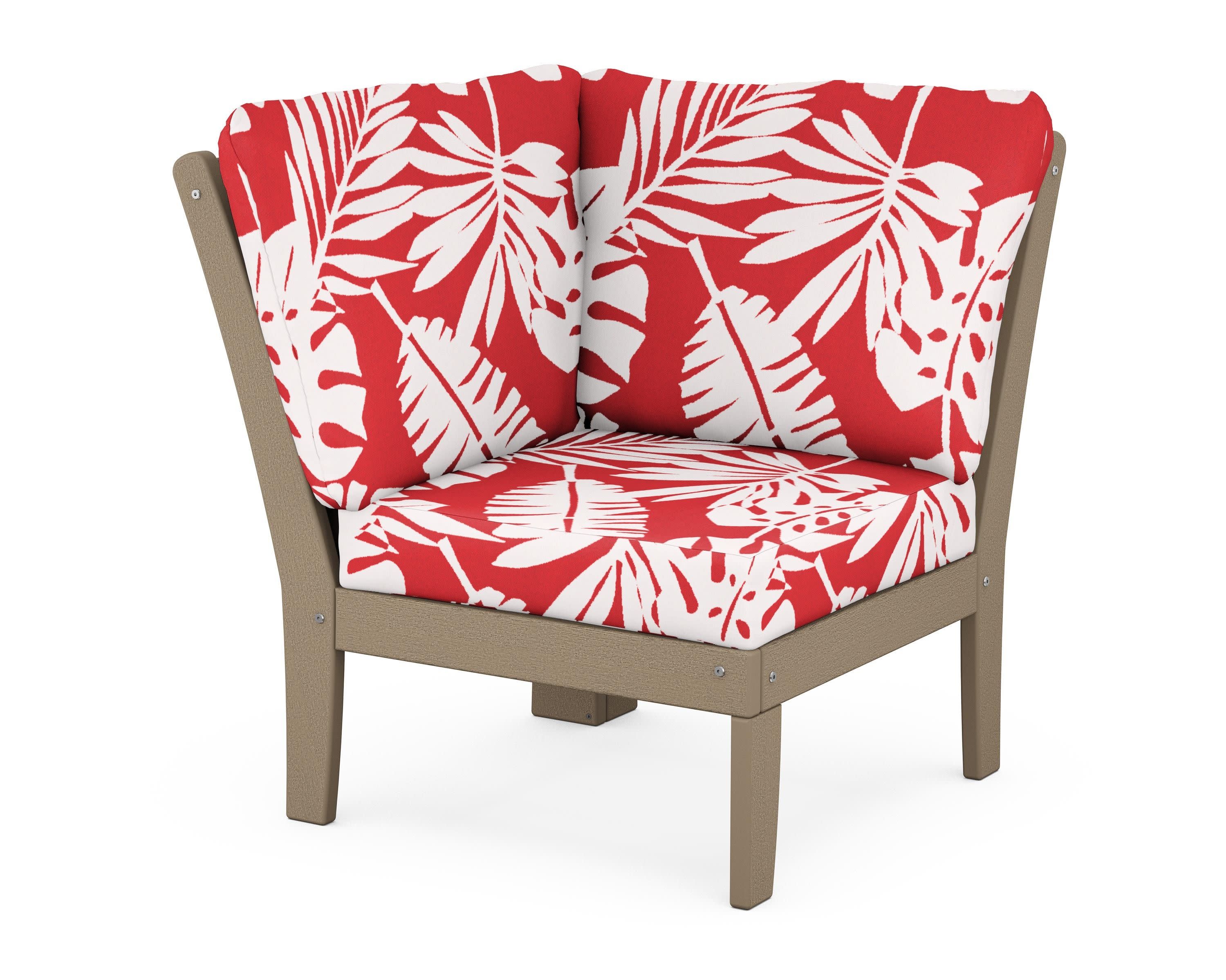 Braxton Modular Corner Chair in Vintage Sahara / Leaf Crimson