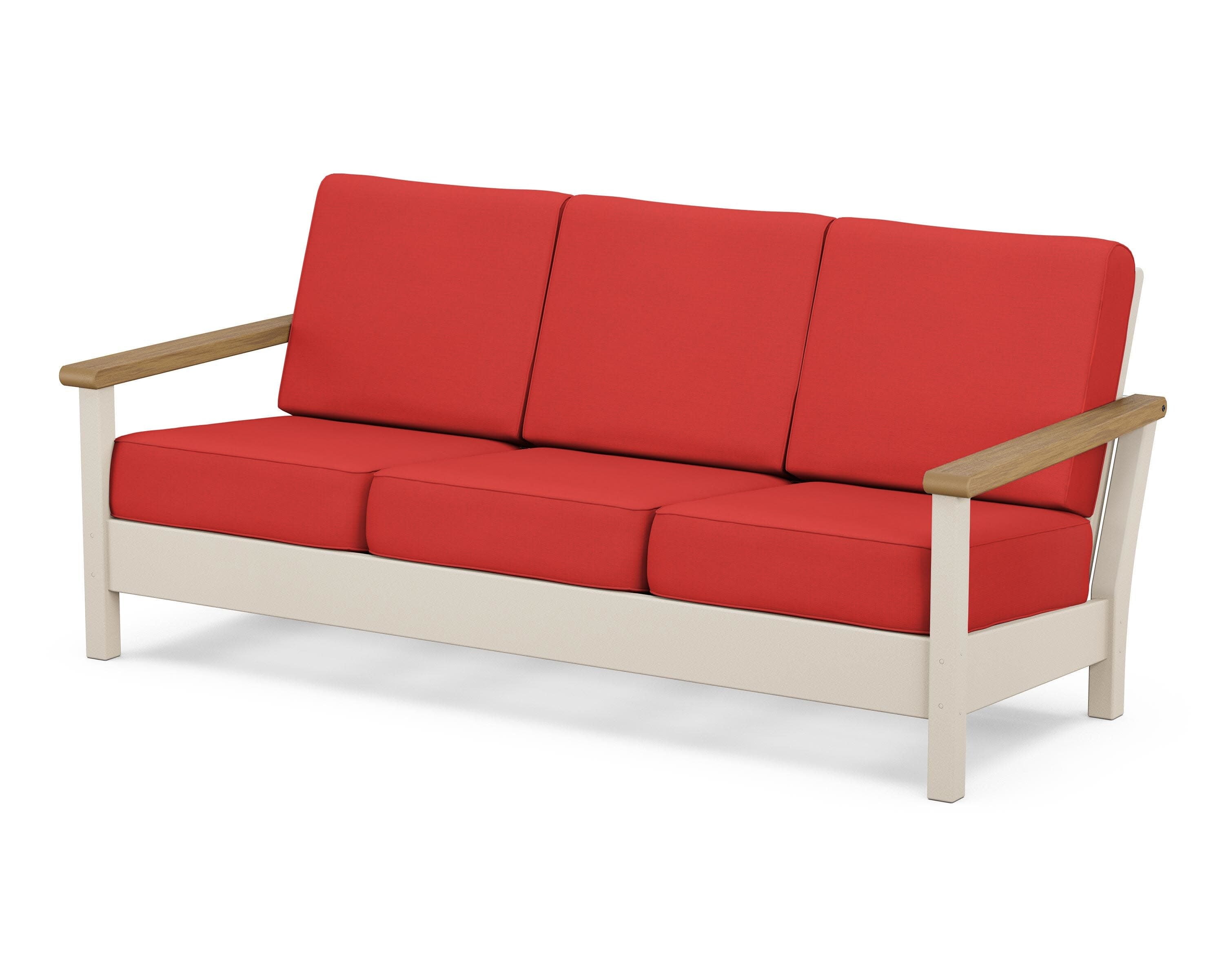 Harbour Deep Seating Sofa in Sand / Natural / Crimson Linen