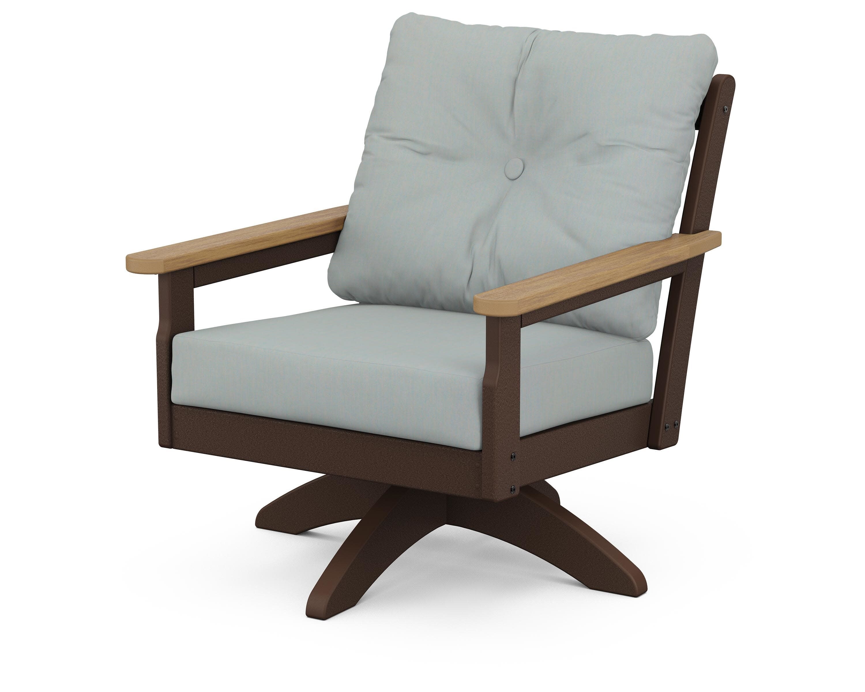 Vineyard Deep Seating Swivel Chair in Mahogany / Natural / Spa