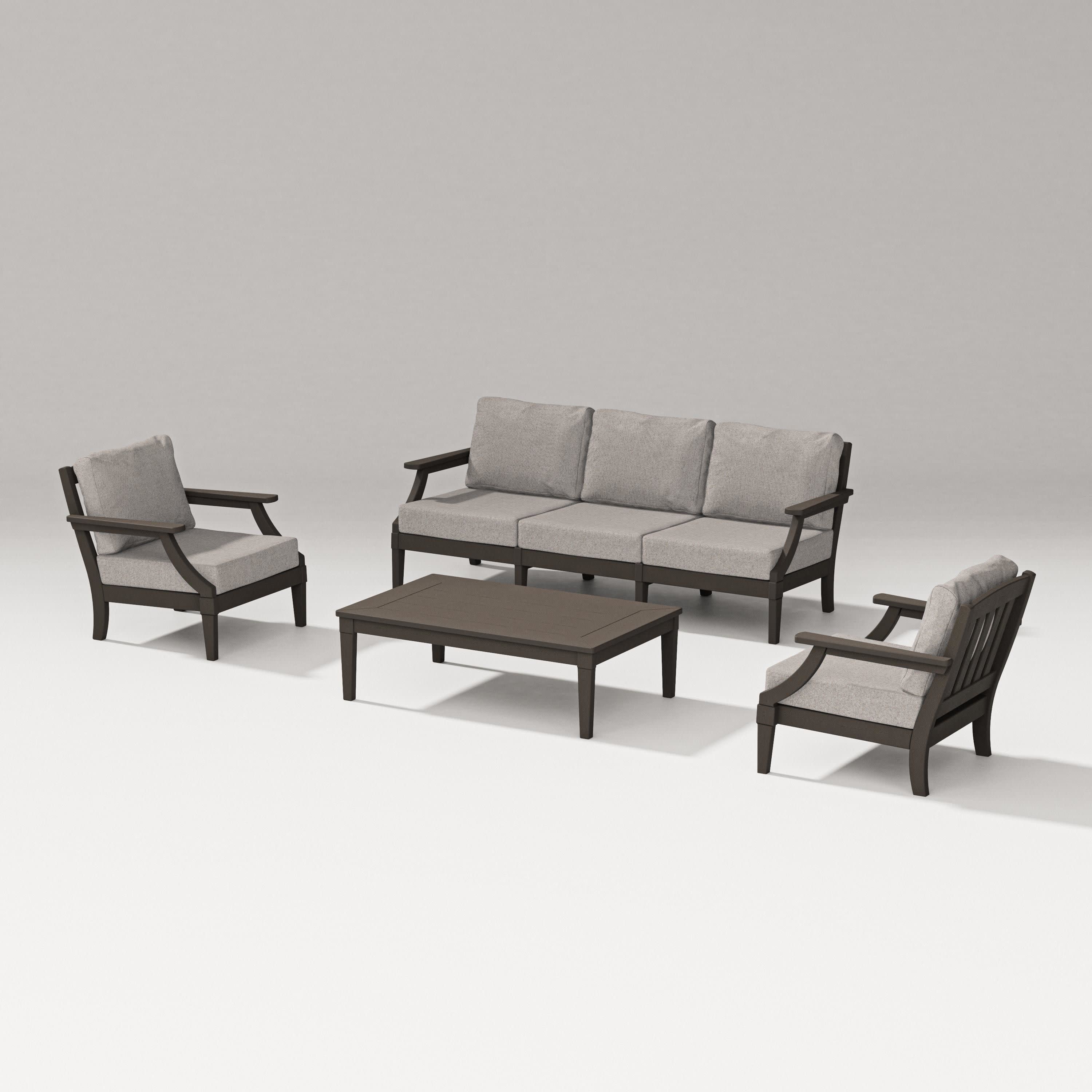 Estate 4-Piece Lounge Sofa Set in Vintage Coffee / Weathered Tweed