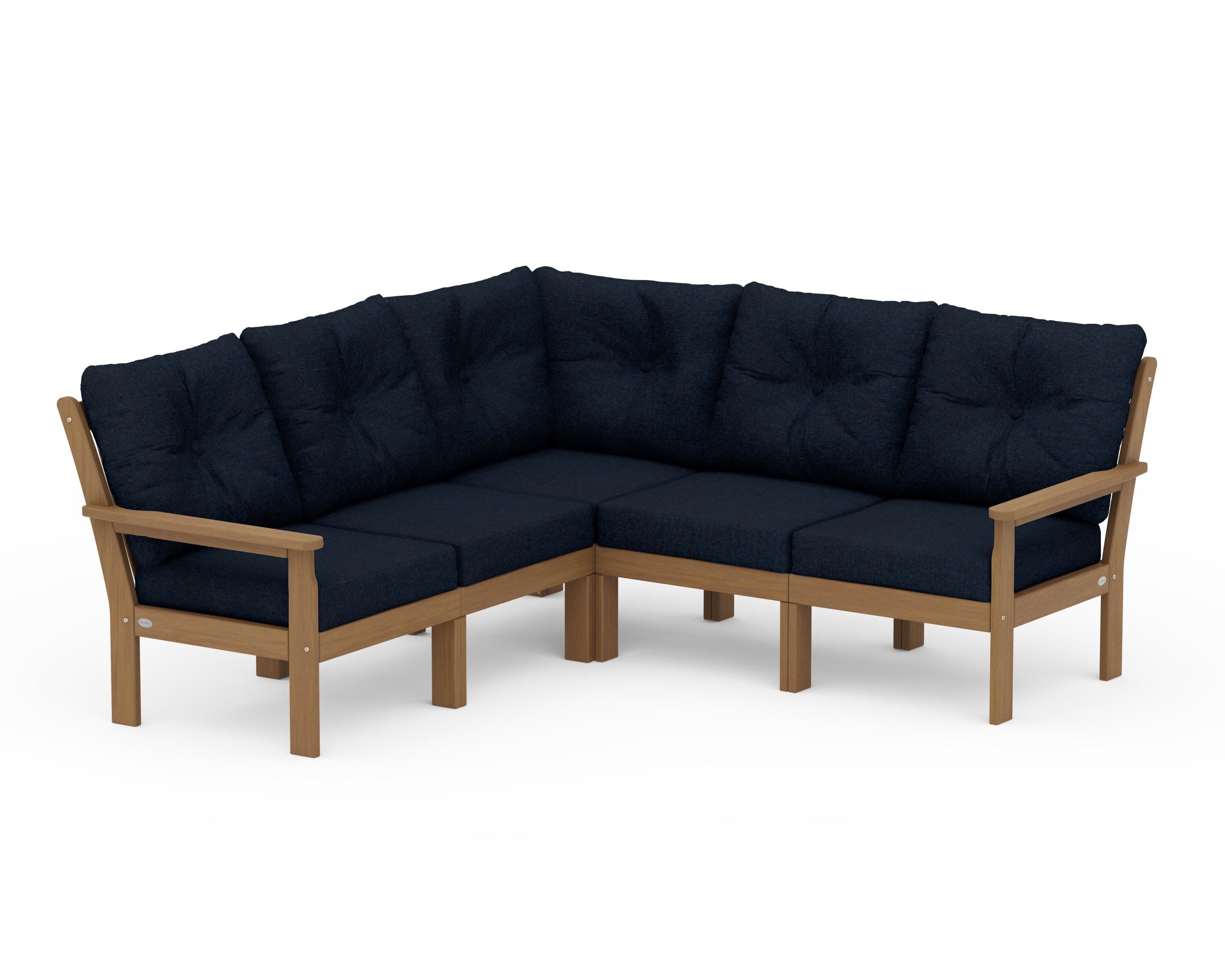 Vineyard 5-Piece Sectional in Natural / Marine Indigo