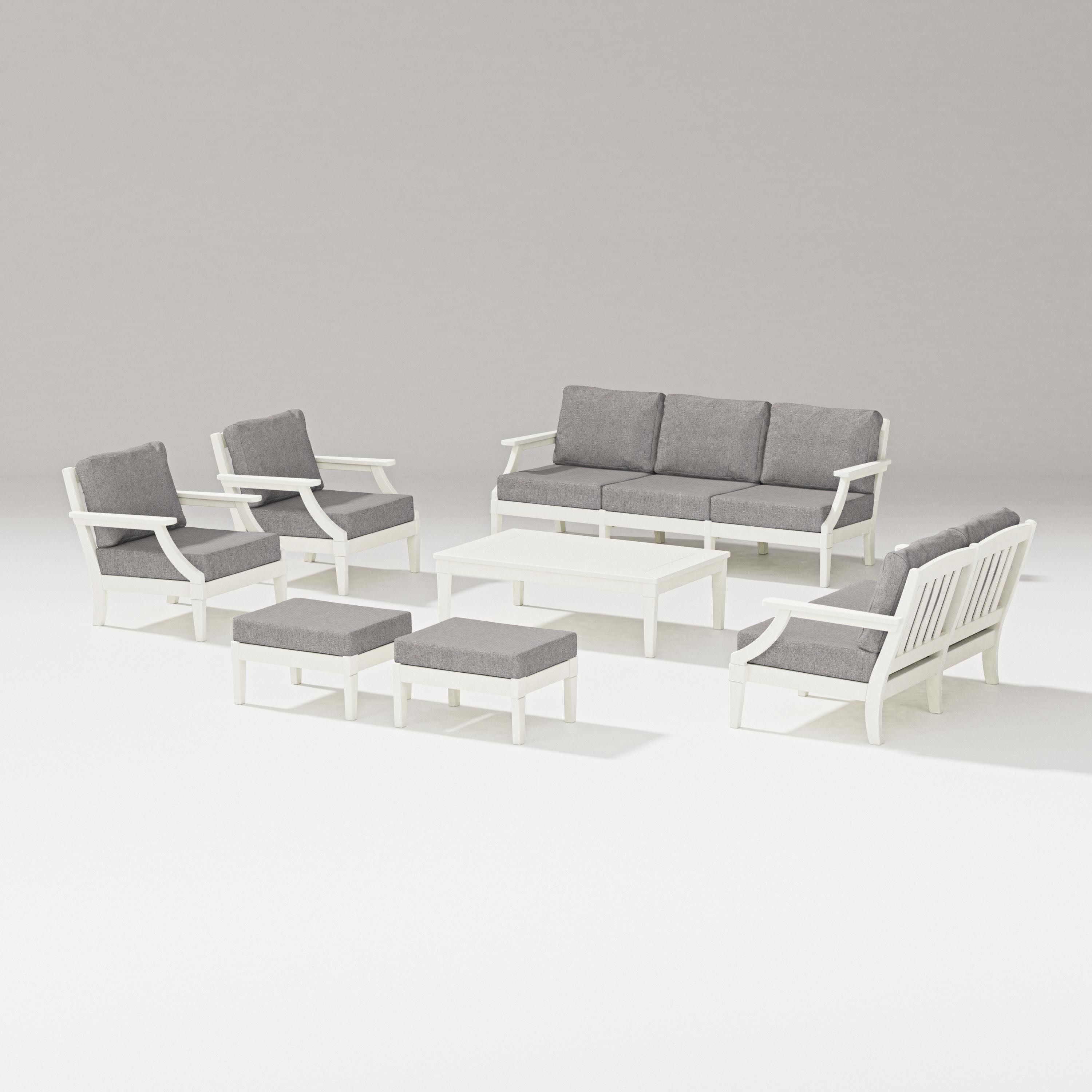 Estate 7-Piece Lounge Sofa Set in Vintage White / Grey Mist
