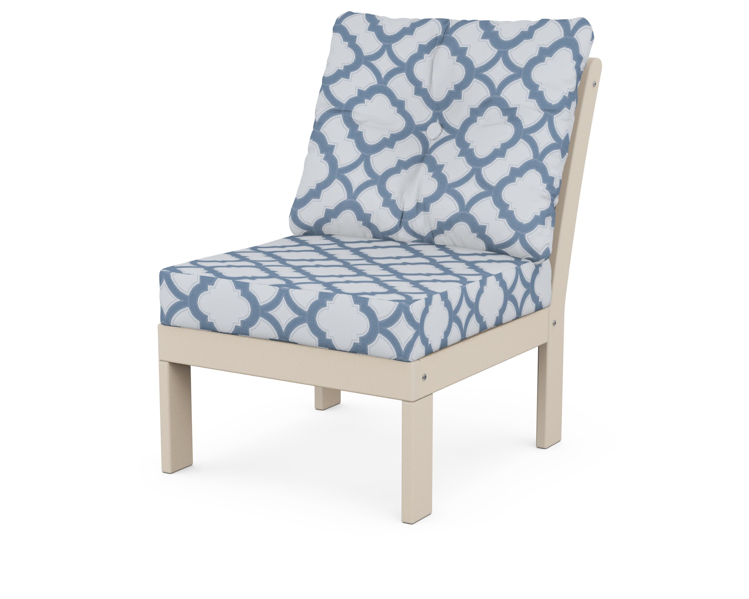 Vineyard Modular Armless Chair in Sand / Trellis Sky Blue