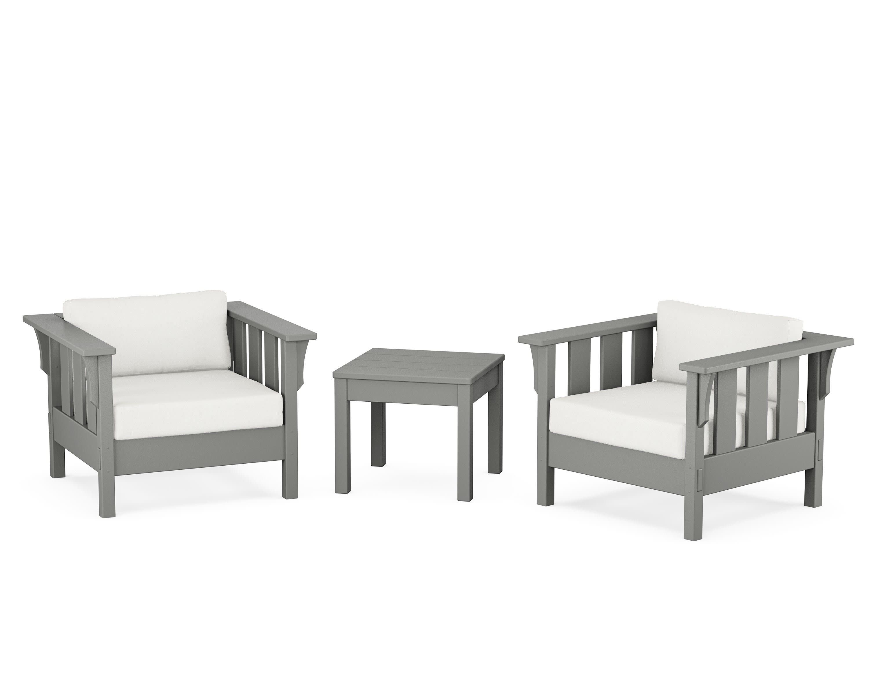 Acadia 3-Piece Deep Seating Set in Slate Grey / Natural Linen