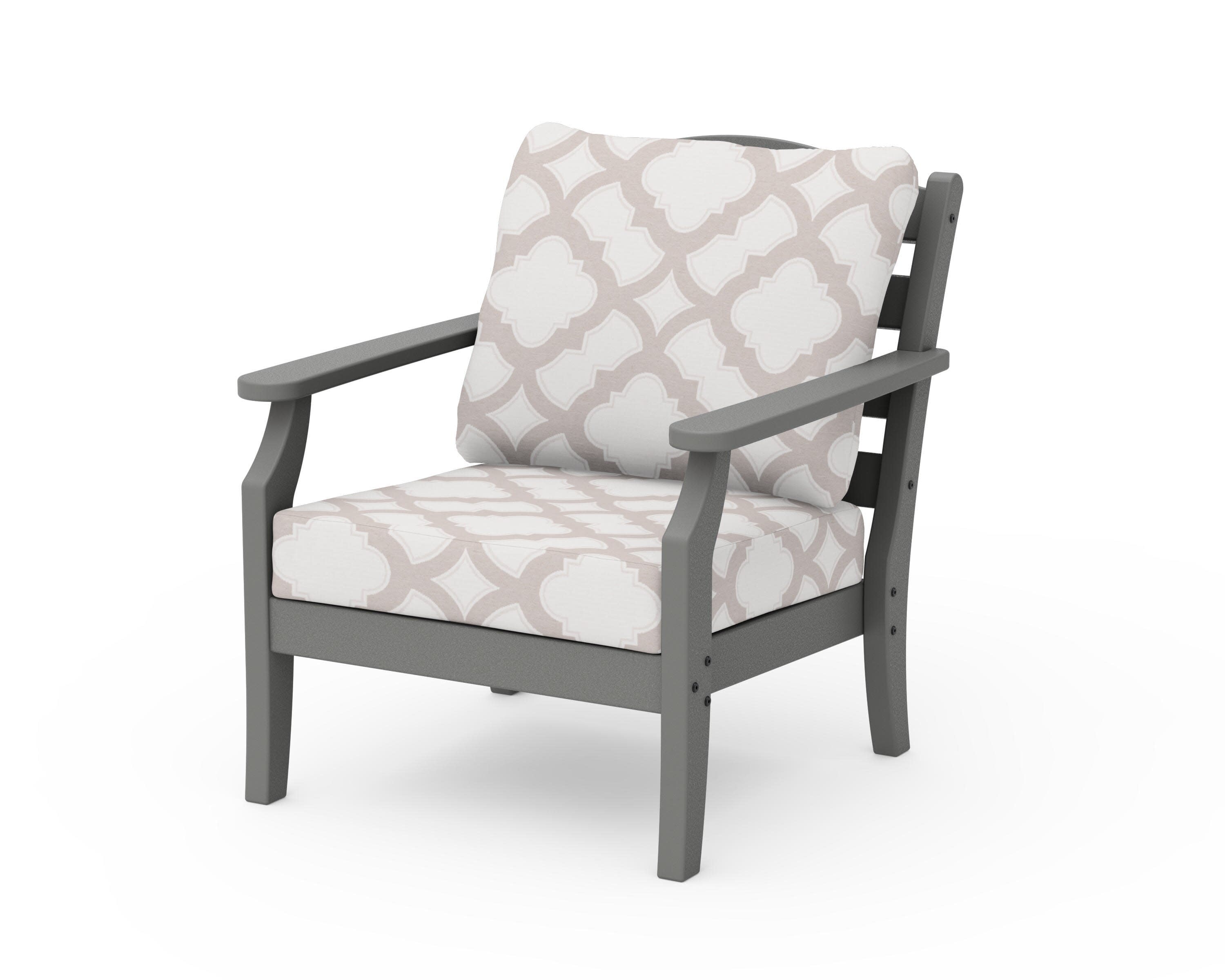 Savannah Deep Seating Chair in Slate Grey / Trellis Dune Burlap