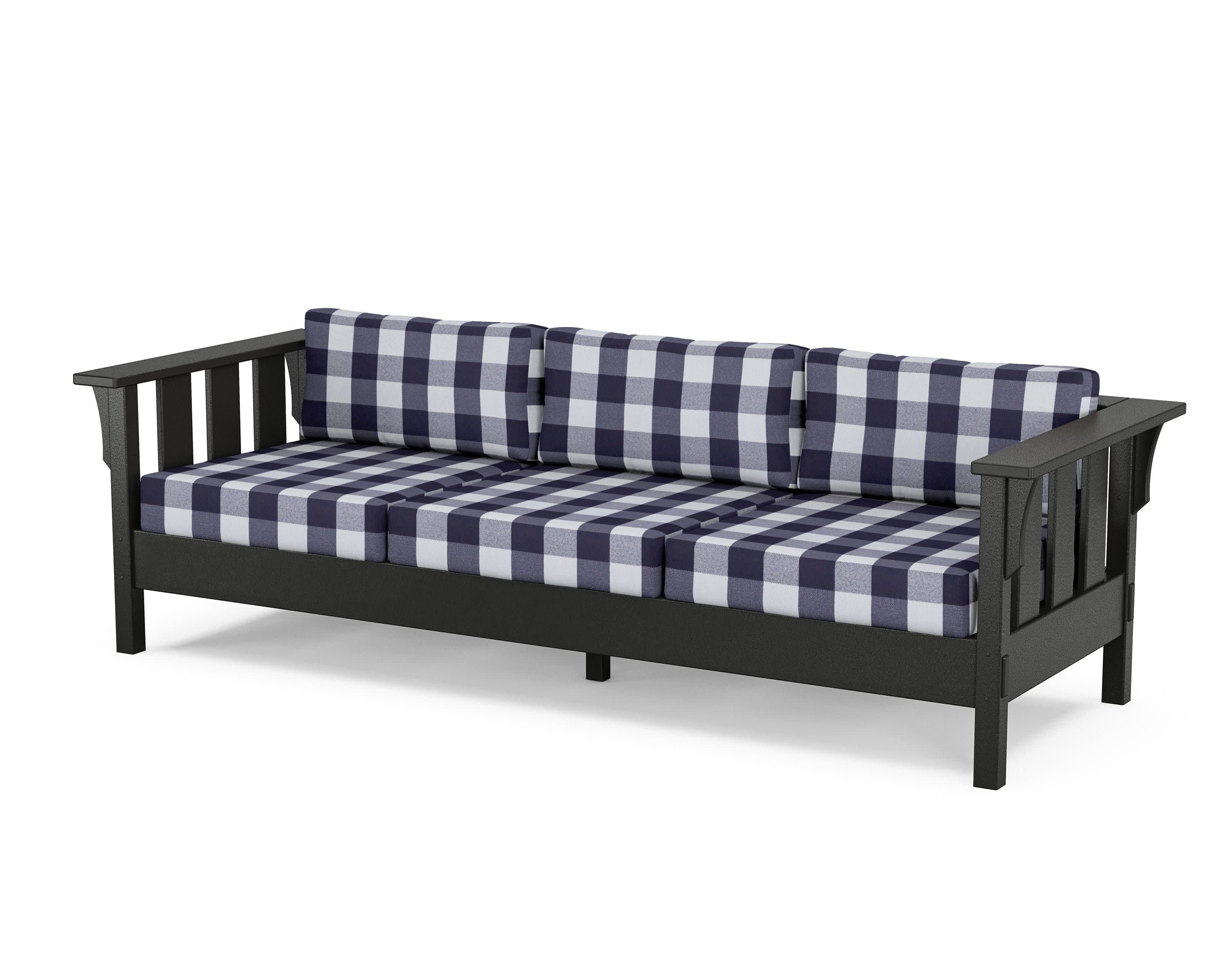 Acadia Deep Seating Sofa in Black / Buffalo Plaid Navy