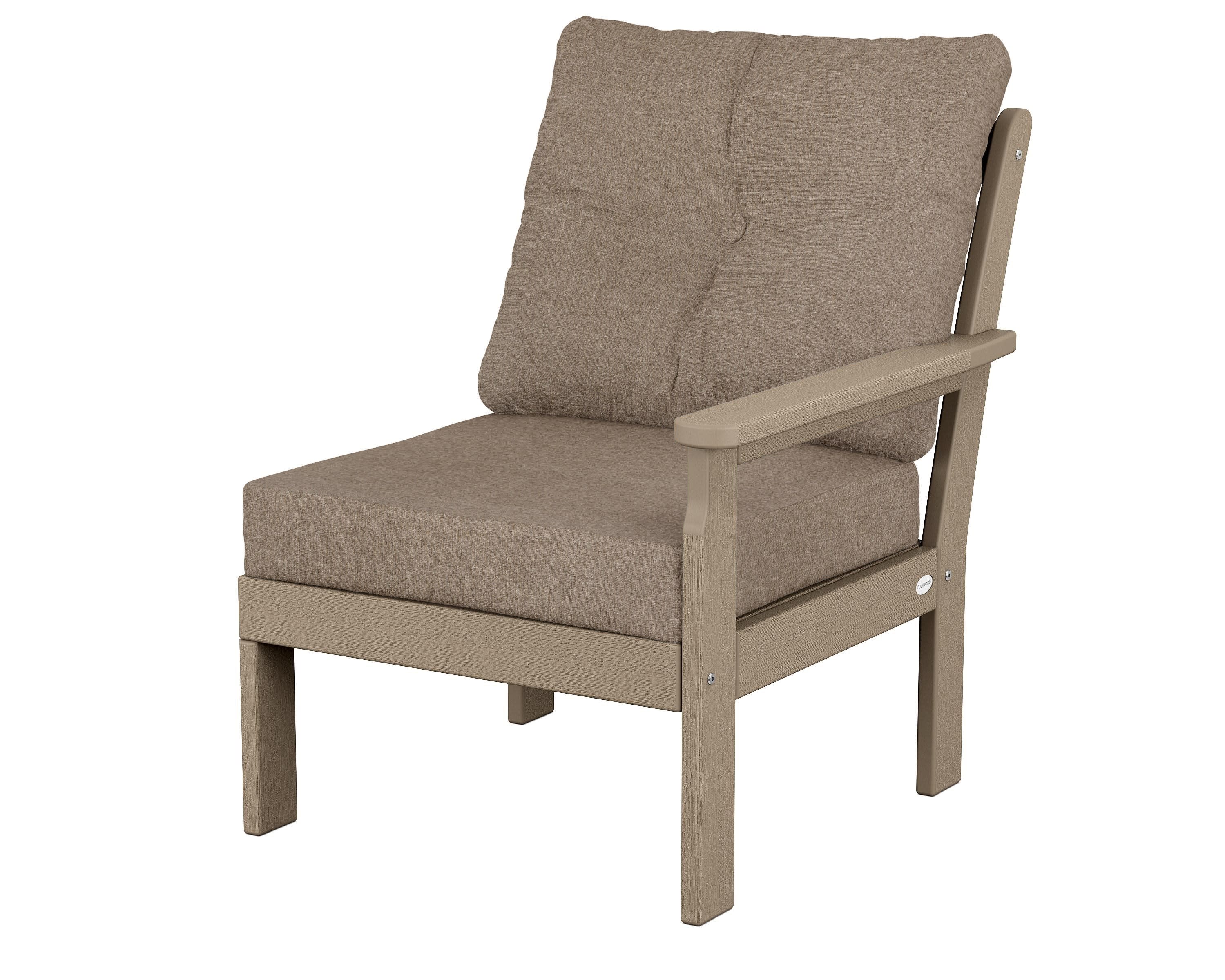 Vineyard Modular Right Arm Chair in Vintage Sahara / Spiced Burlap