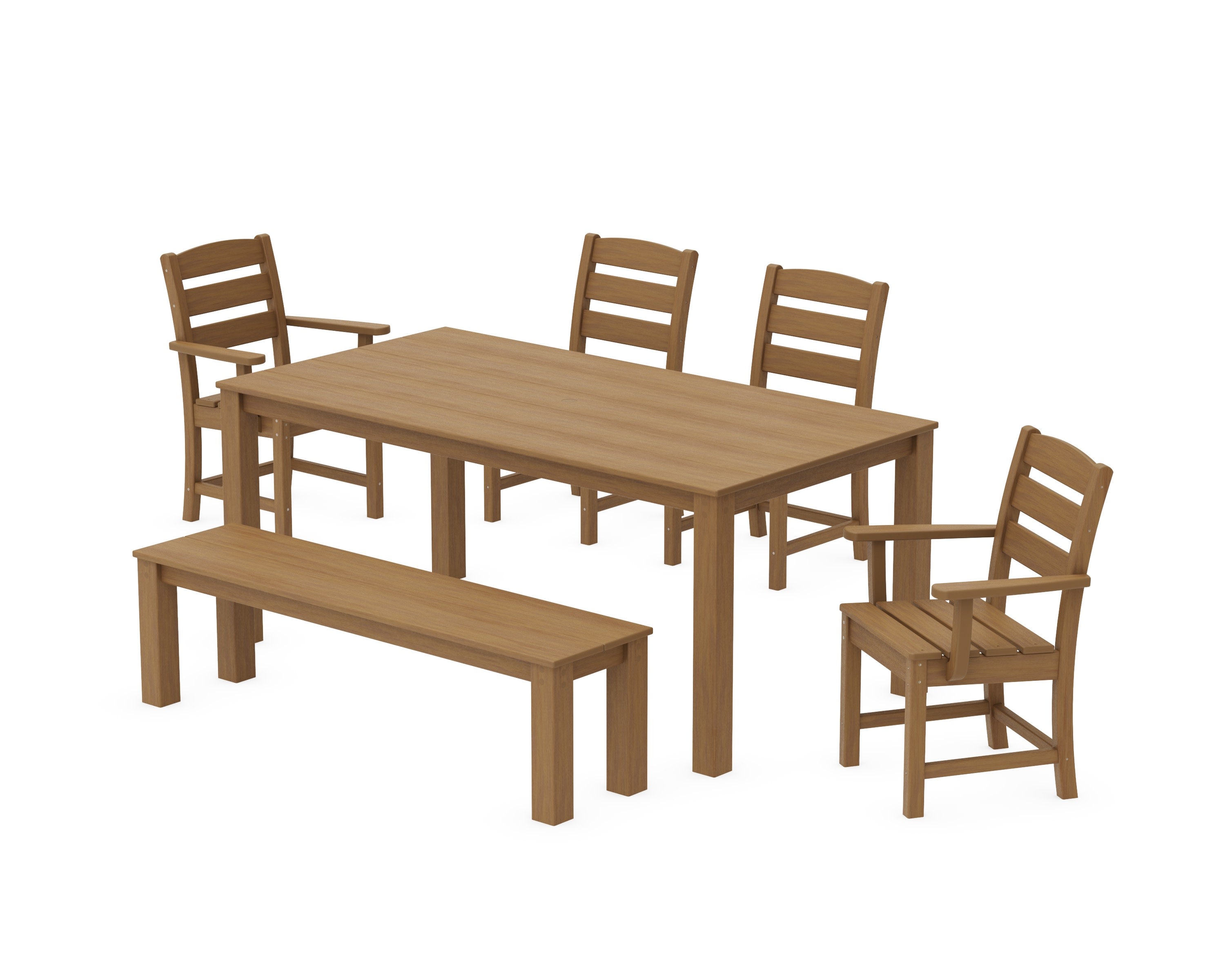 Lakeside 6-Piece Parsons Dining Set with Bench in Natural