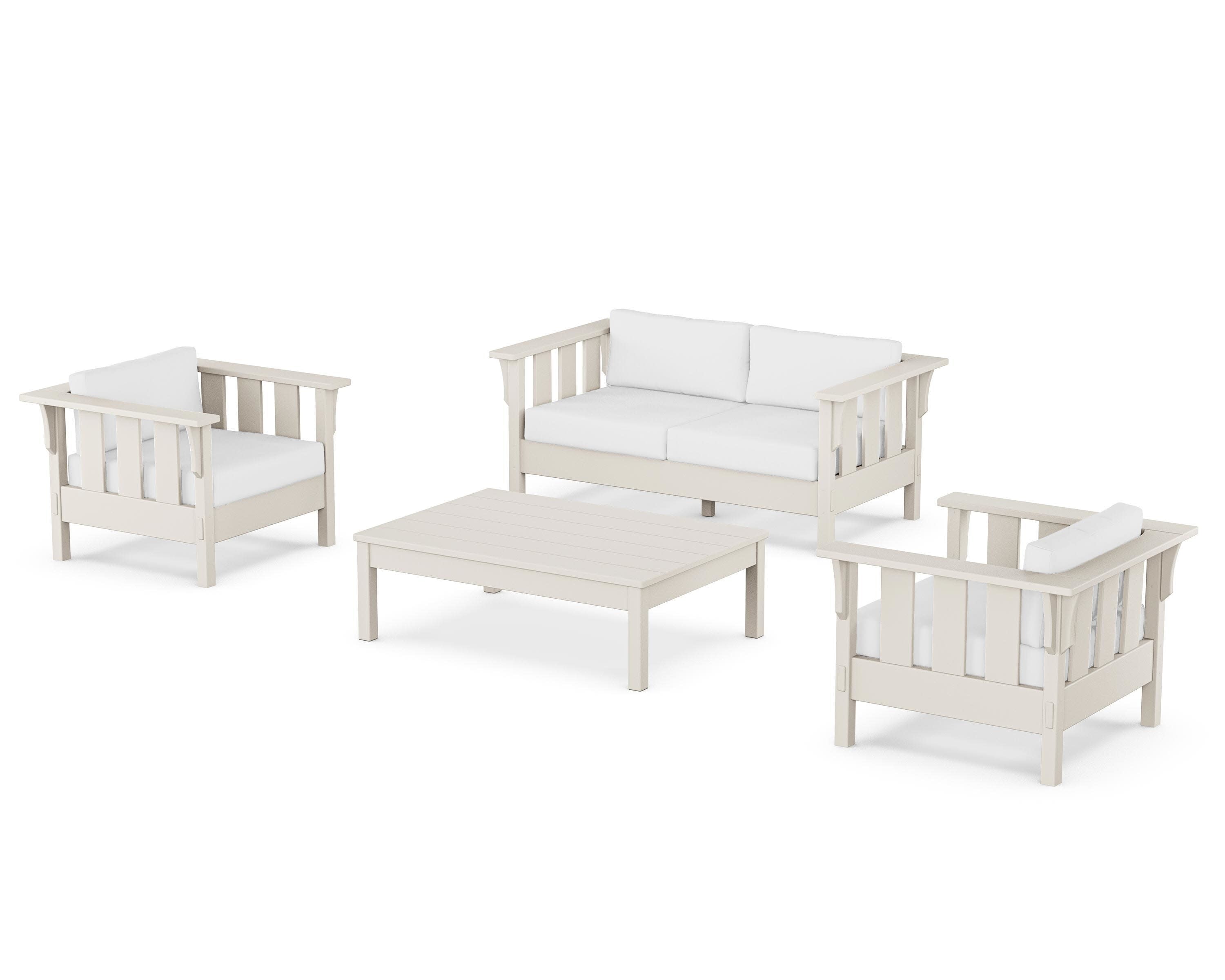 Acadia 4-Piece Deep Seating Set with Loveseat in Sand / Natural