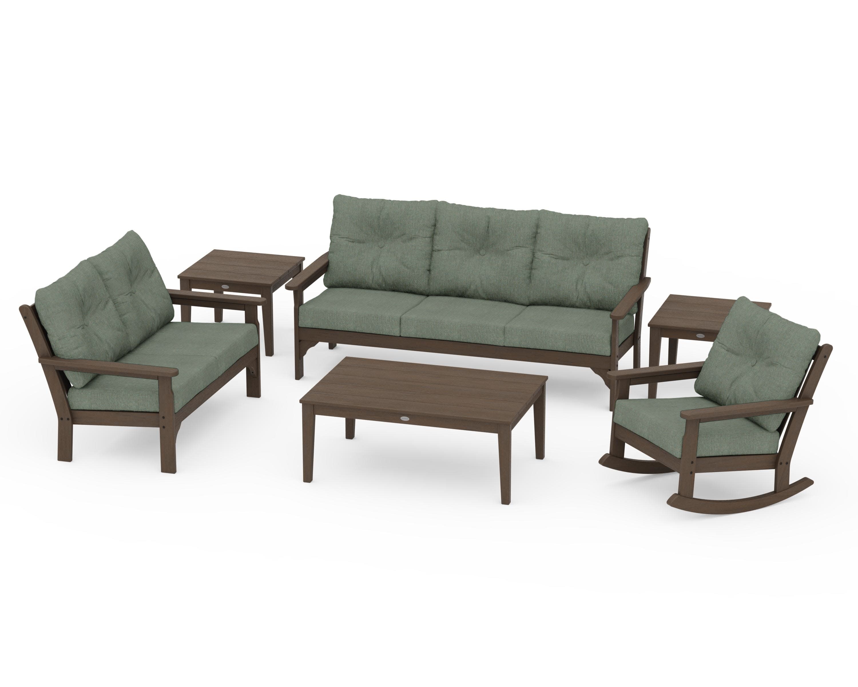 Vineyard 6-Piece Deep Seating Set in Kona / Cast Sage
