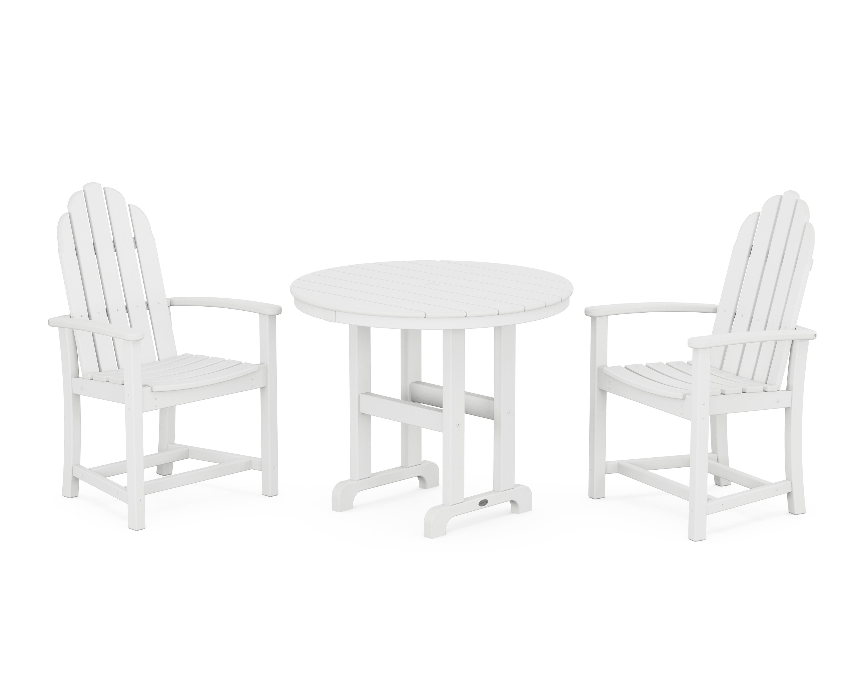 Classic Adirondack 3-Piece Round Dining Set in White