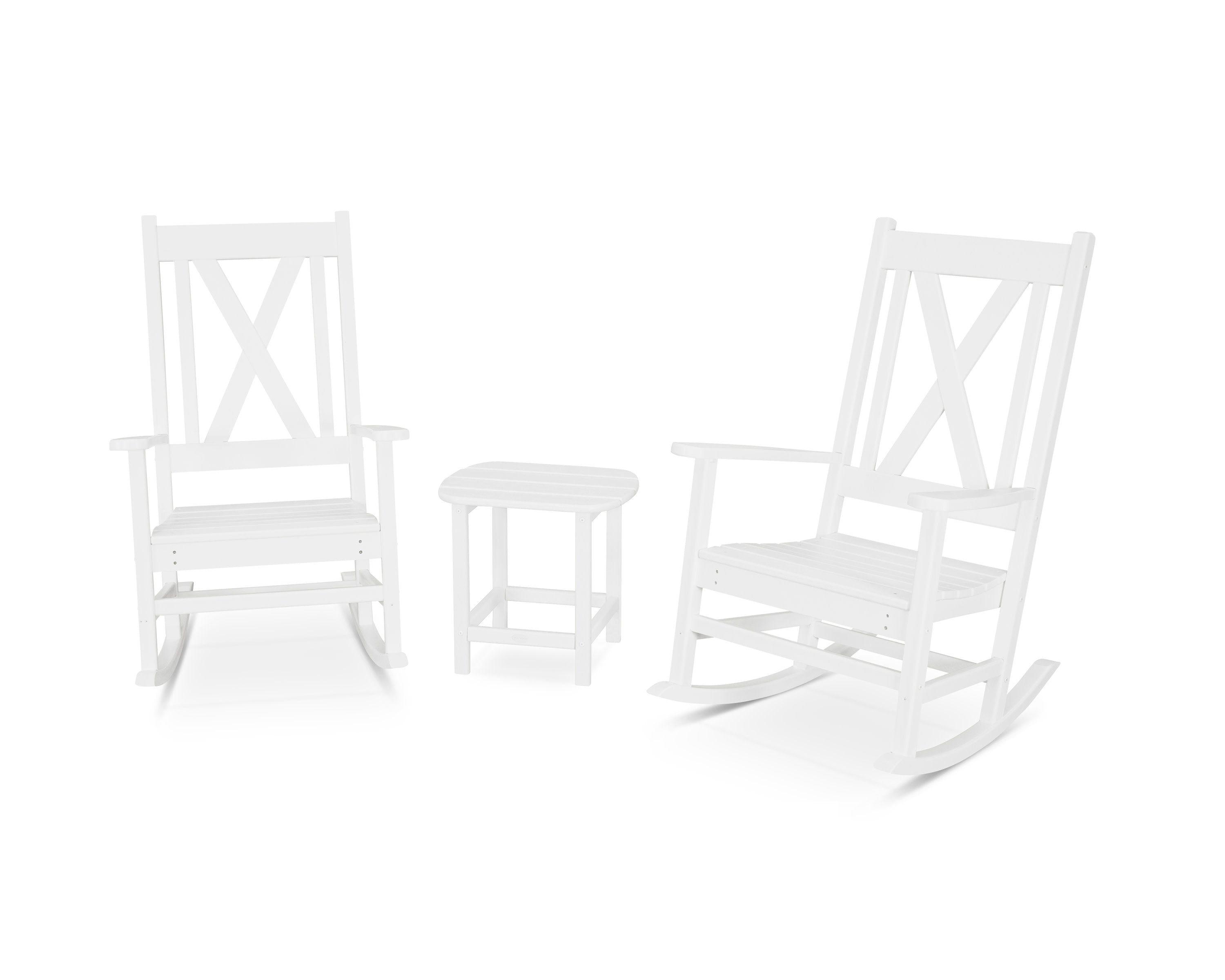 Braxton 3-Piece Porch Rocking Chair Set in White