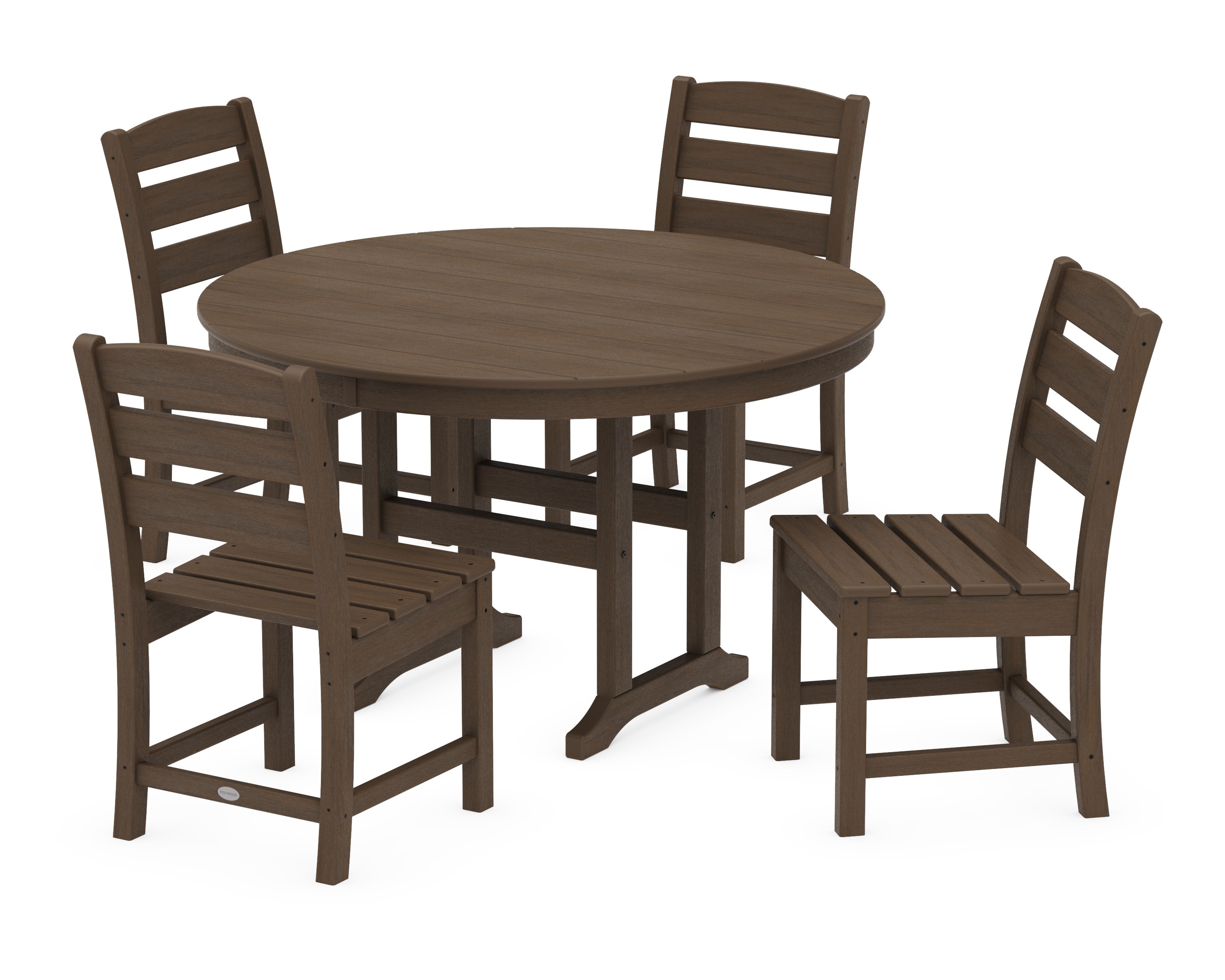 Lakeside 5-Piece Round Farmhouse Side Chair Dining Set in Kona