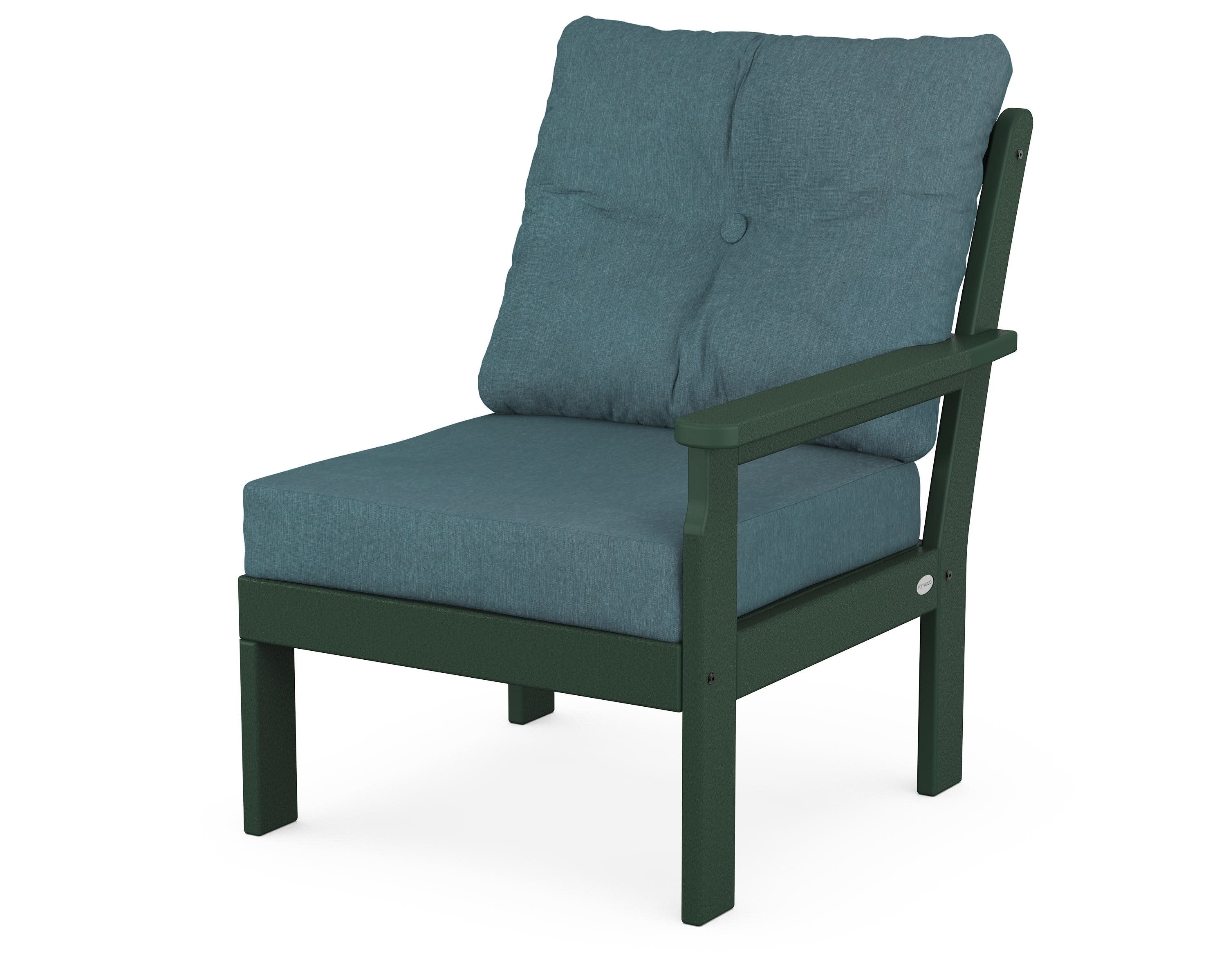 Vineyard Modular Right Arm Chair in Green / Ocean Teal