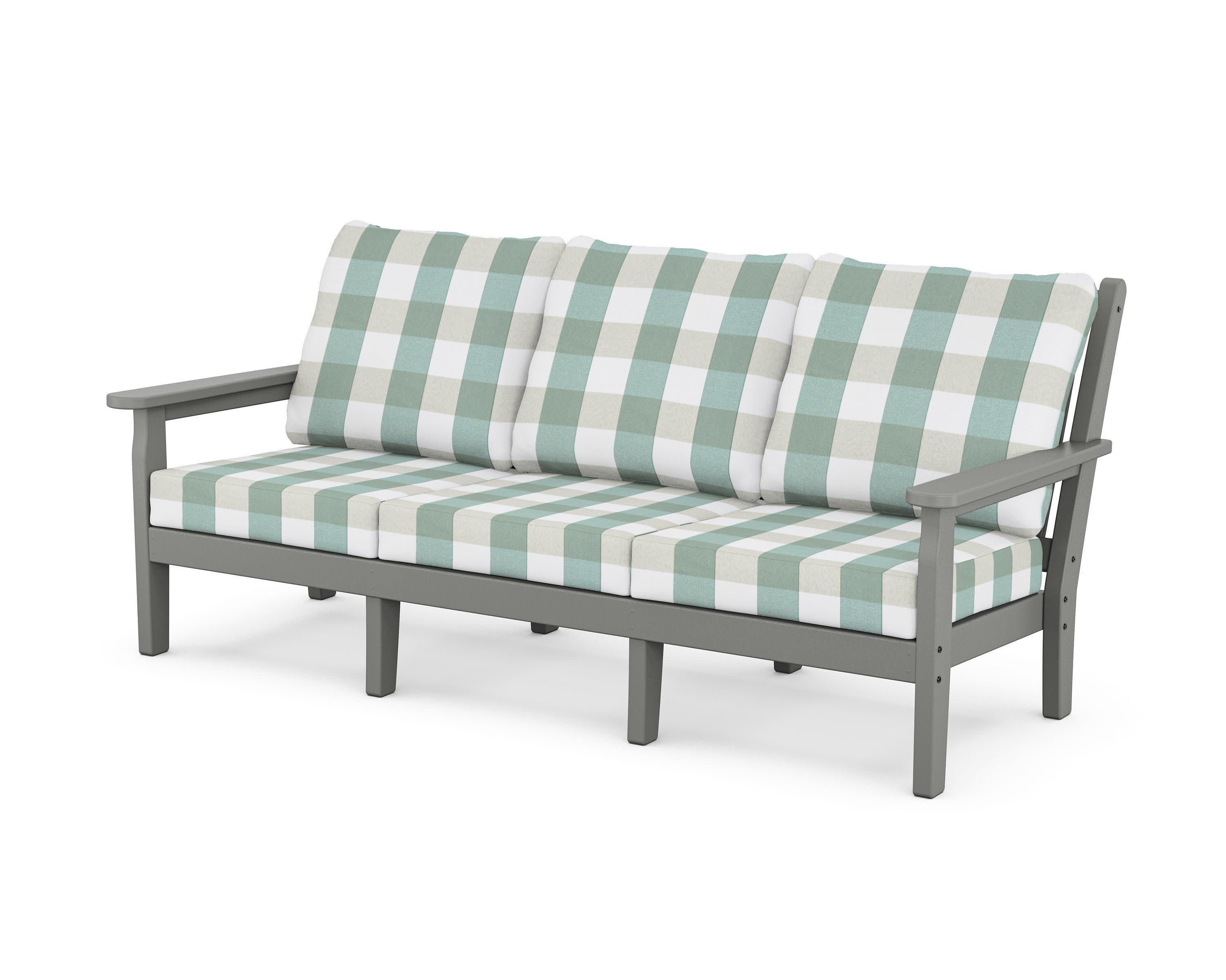Chippendale Deep Seating Sofa in Slate Grey / Buffalo Plaid Glacier Spa