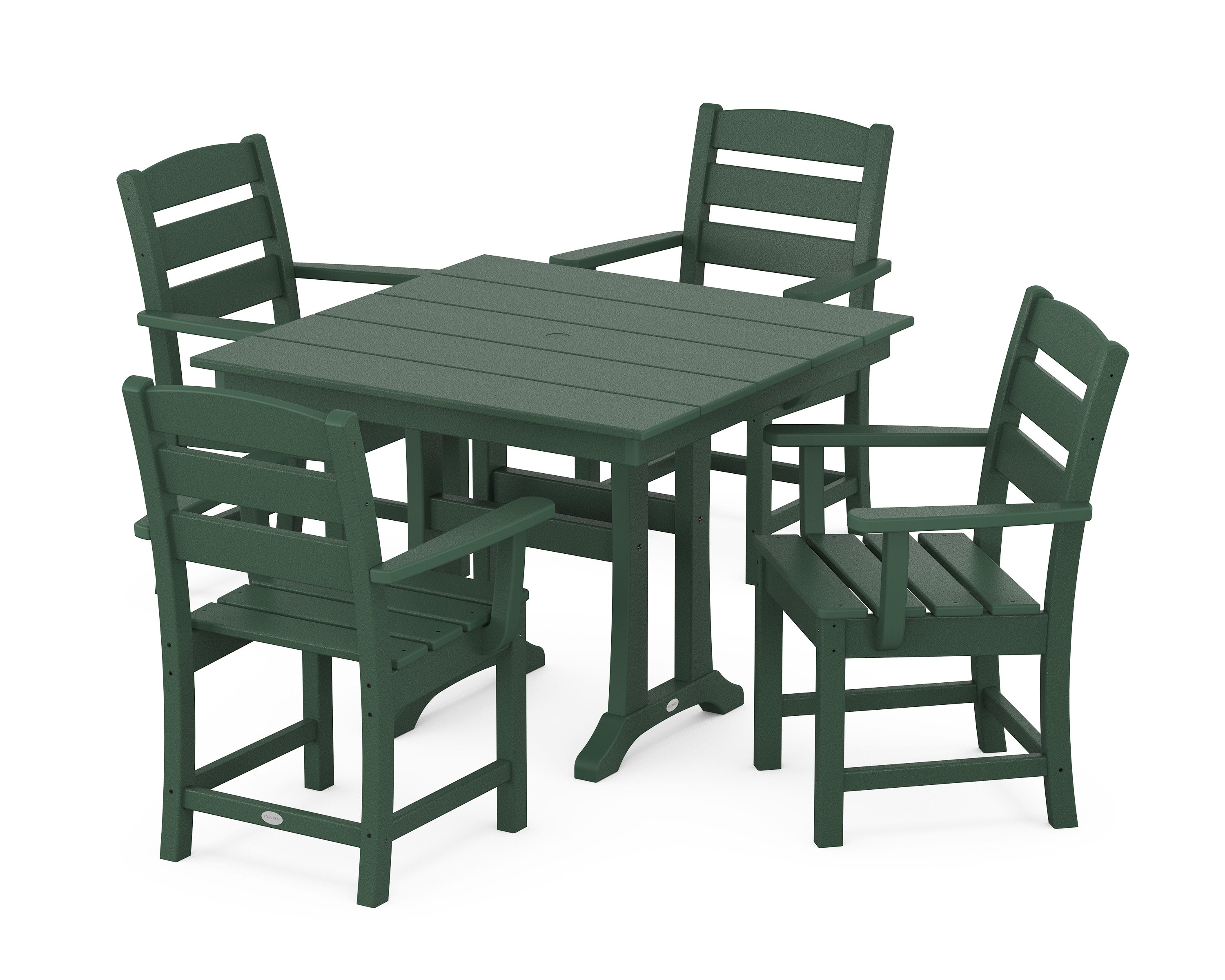 Lakeside 5-Piece Farmhouse Trestle Arm Chair Dining Set in Green