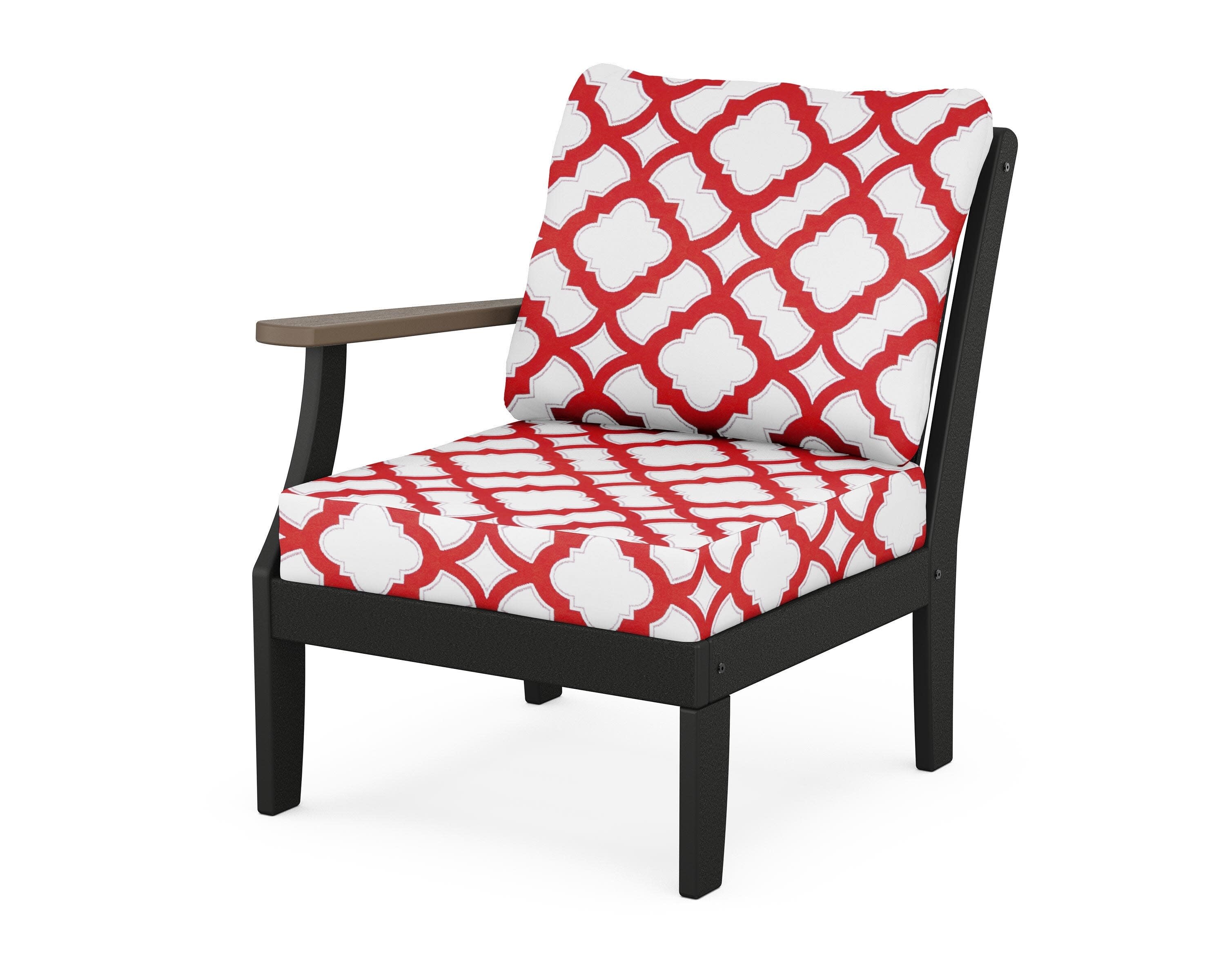 Braxton Modular Left Arm Chair in Black / Kona / Trellis Crimson